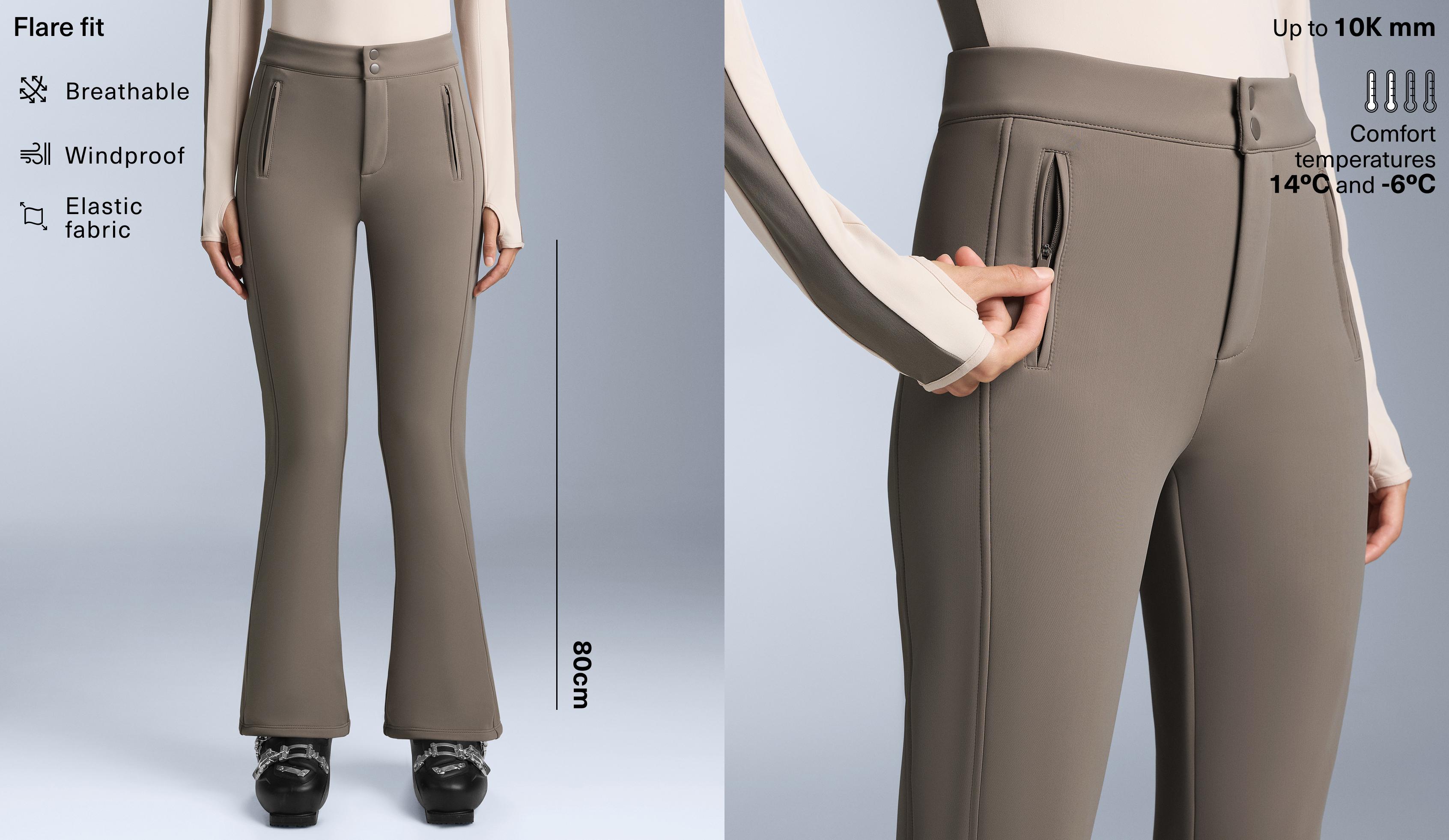 Water-resistant flare stretch SKI trousers — DARK TAUPE