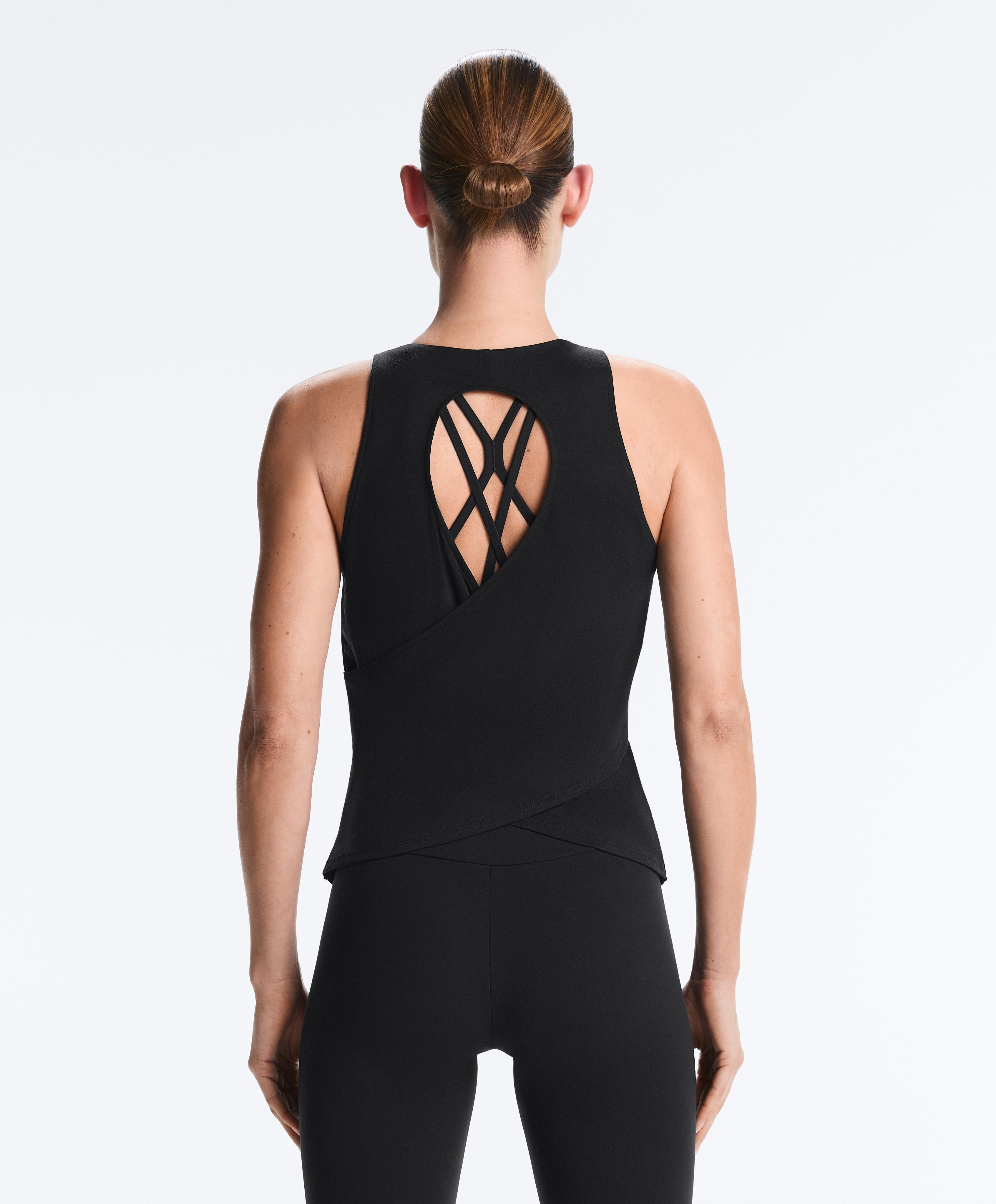 Comfortlux cross-back T-shirt — BLACK