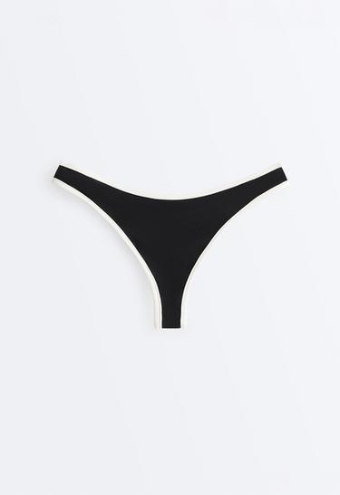 Contrast trim U-cut thong bikini briefs — BLACK 7