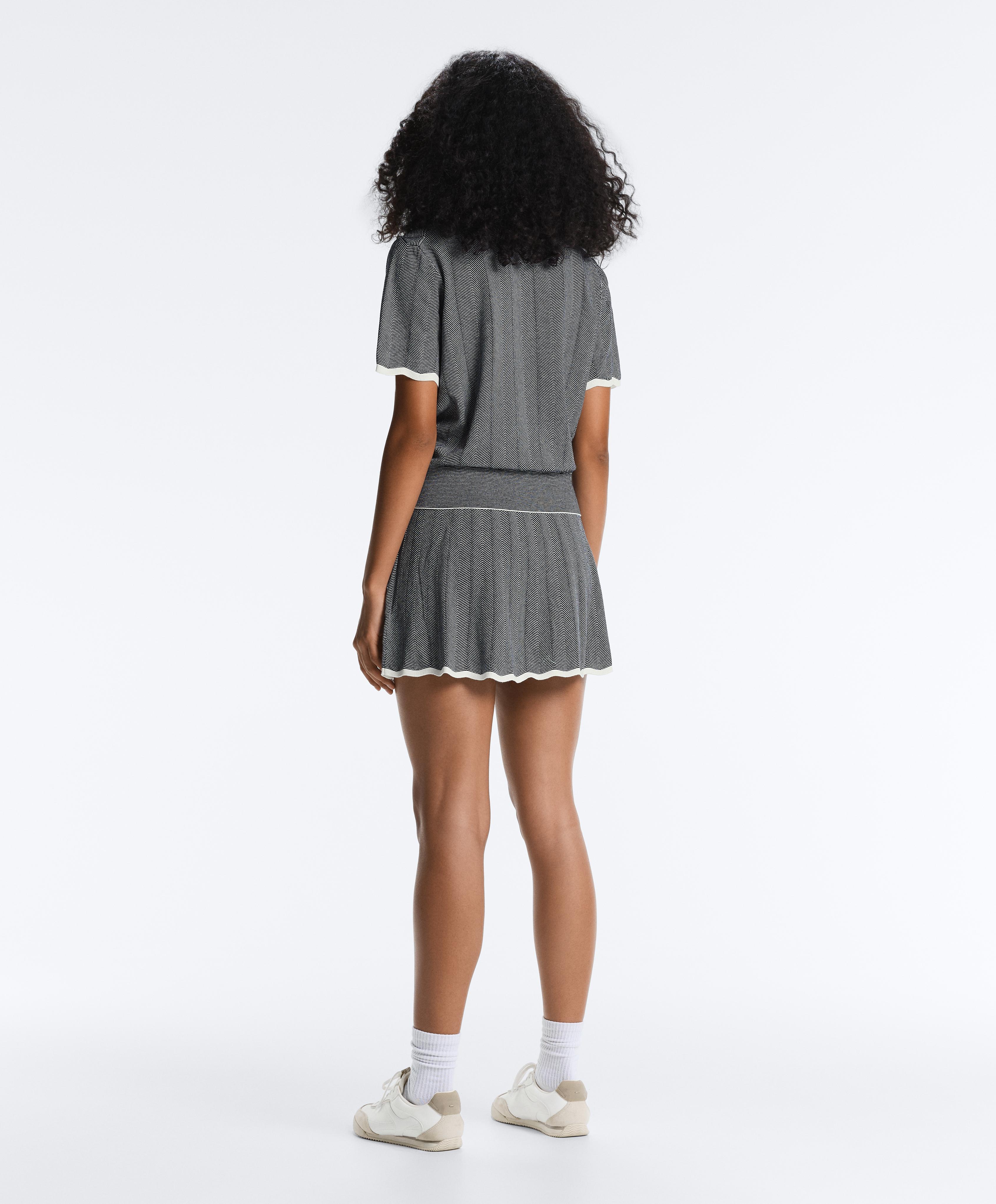 Herringbone knit high rise seamless skirt — NAVY BLUE