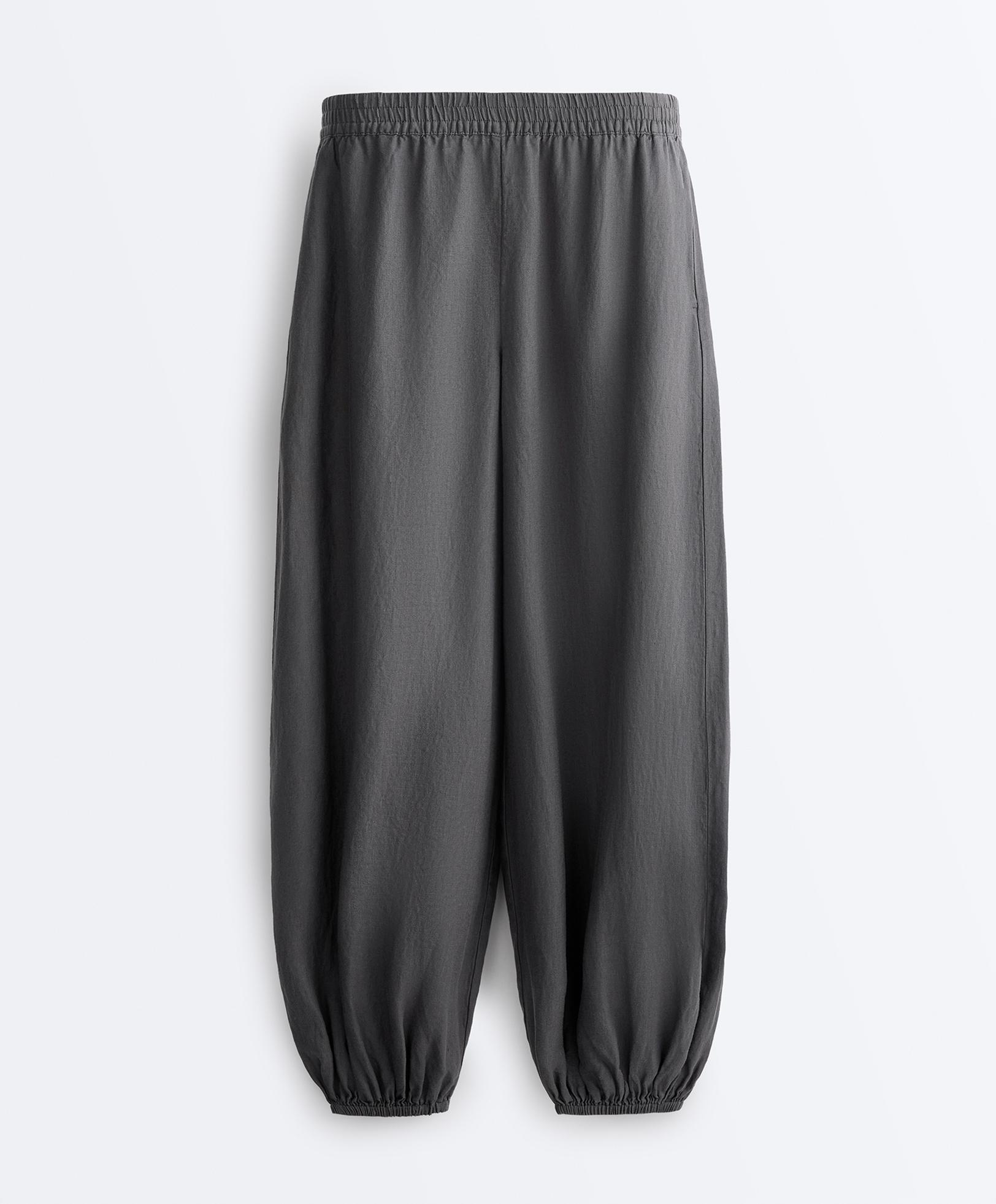 100% linen bloomer trousers — STEEL GREY