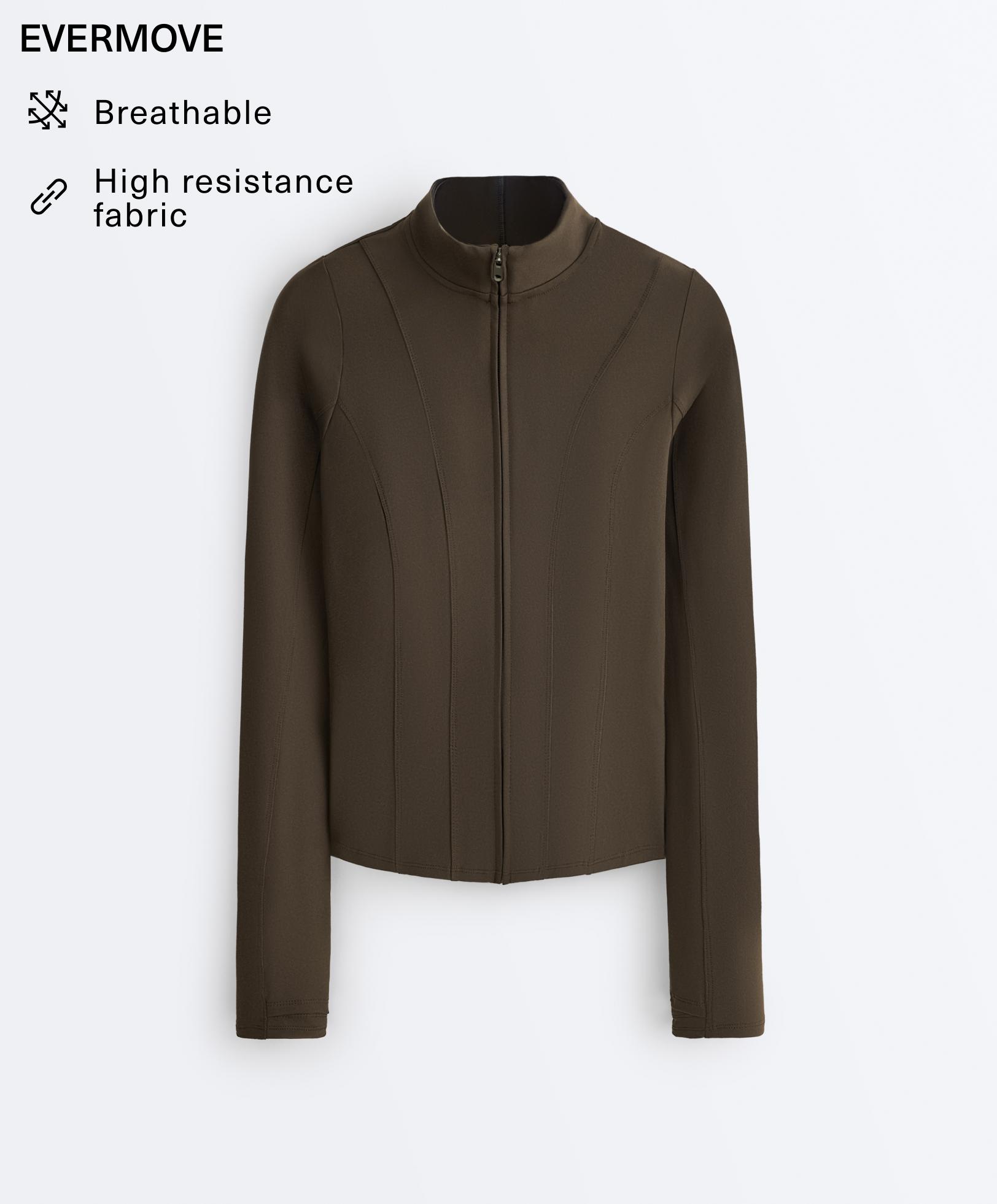 Evermove peplum technical jacket — BROWN