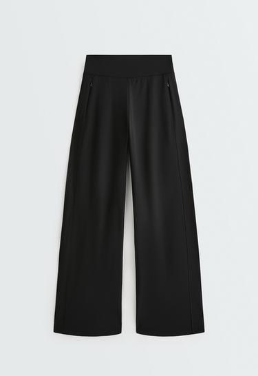 High rise Warm straight trousers with zips — BLACK 5