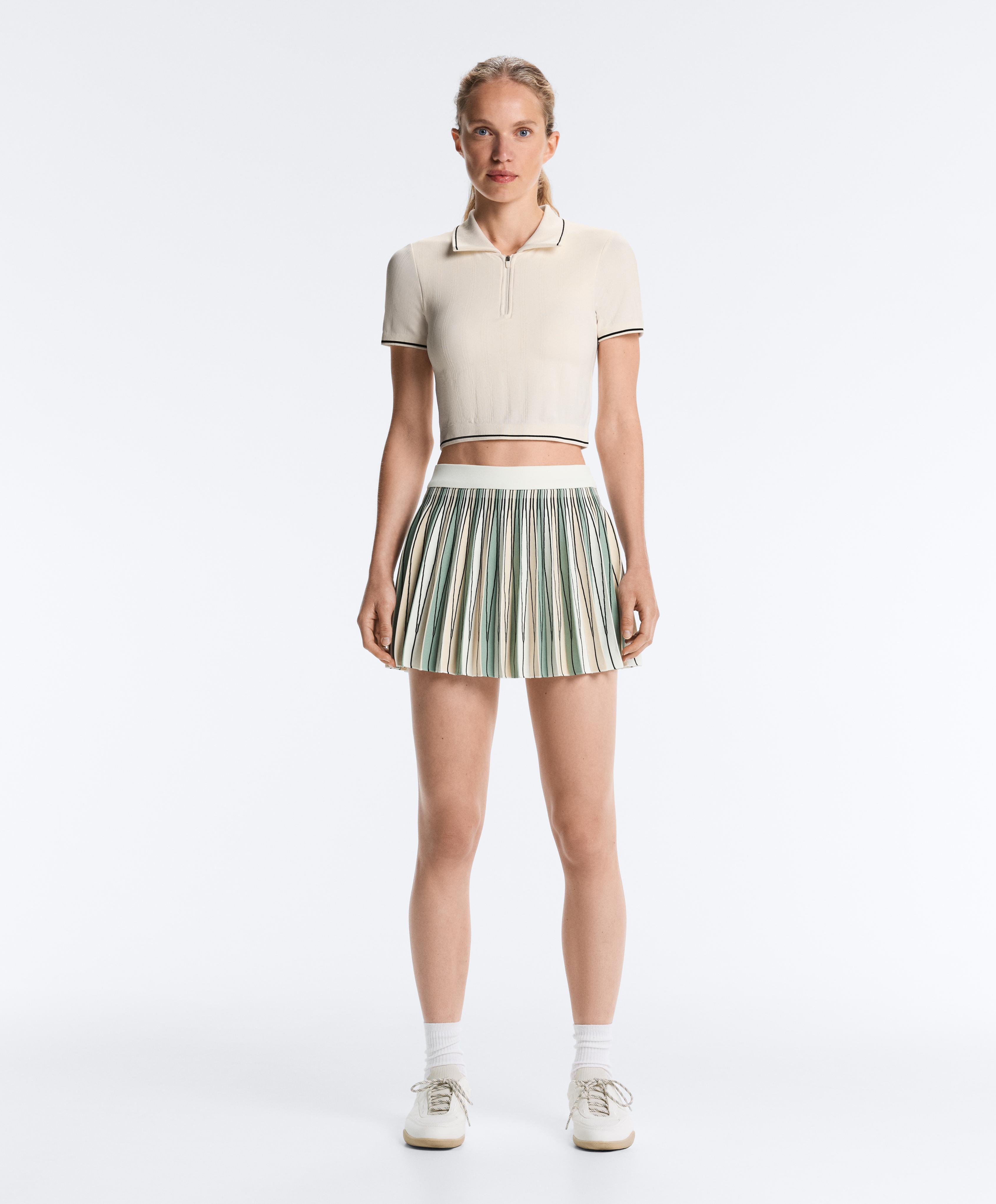 Seamless contrast short-sleeved polo shirt — PALE ECRU