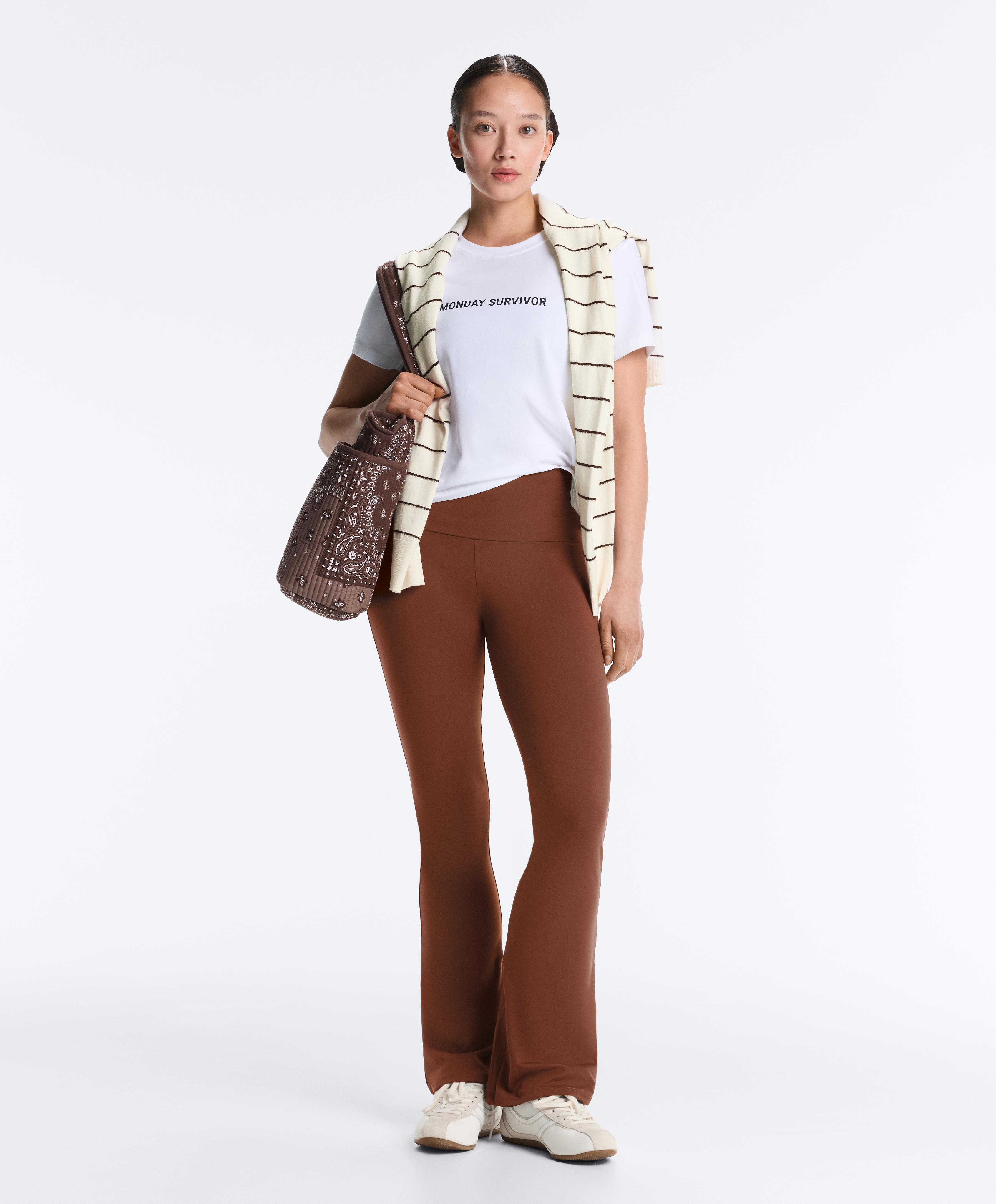 High-rise Comfortlux flare trousers — COFFEE