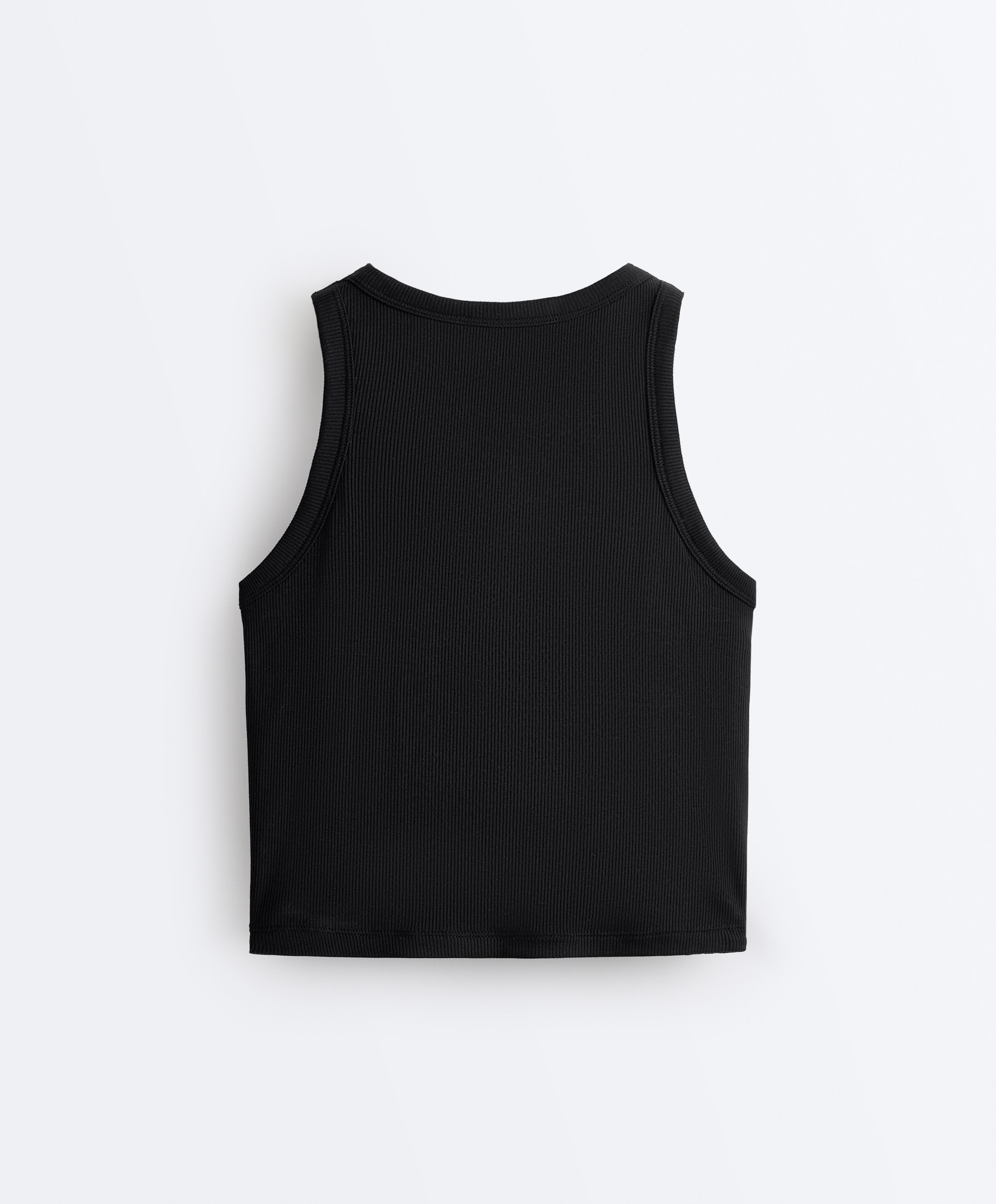 Rib modal blend long tank top — BLACK
