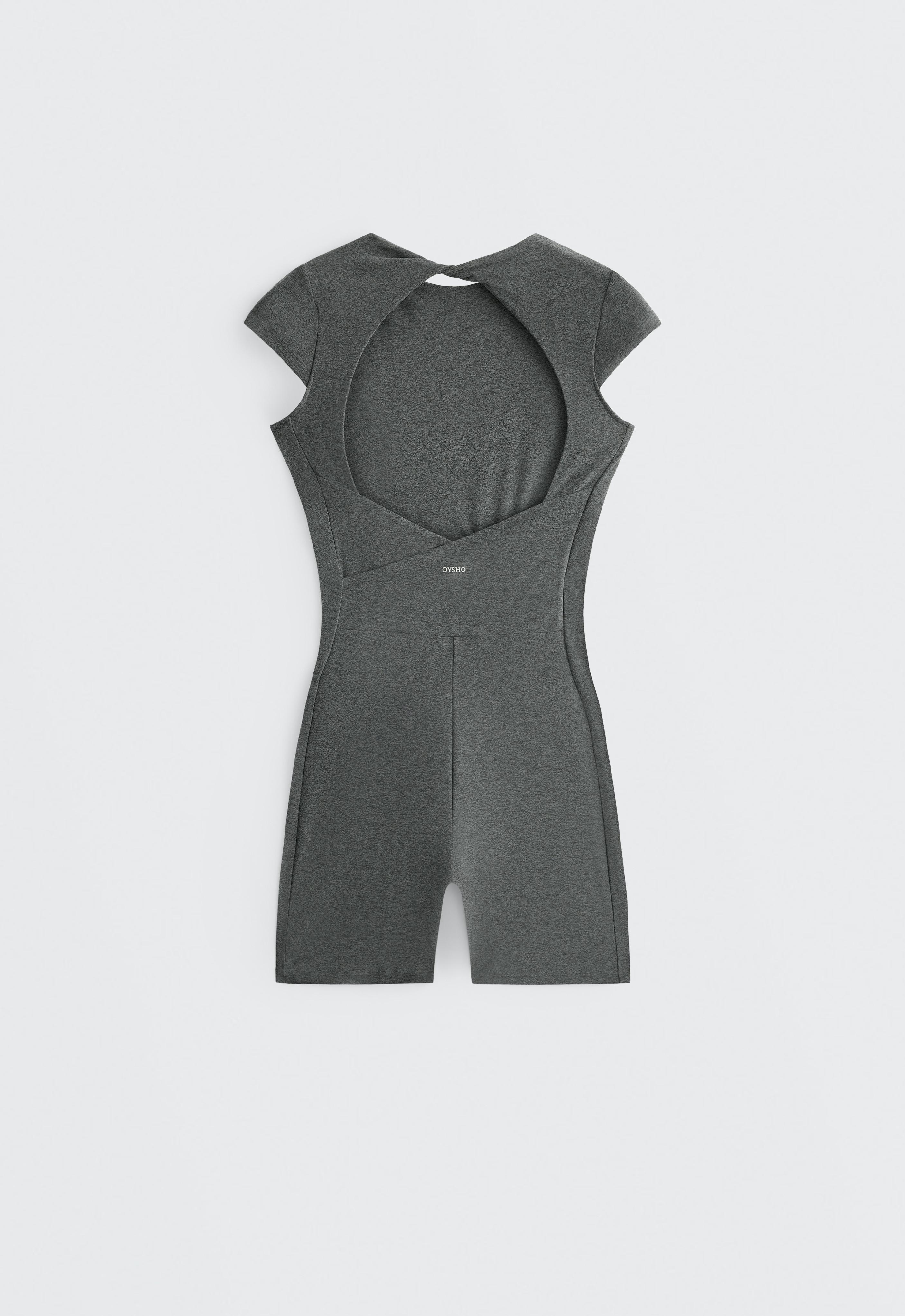 Comfortlux marl open-back short jumpsuit — DARK GREY MELANGE