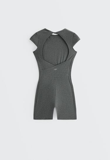 Comfortlux marl open-back short jumpsuit — DARK GREY MELANGE 8