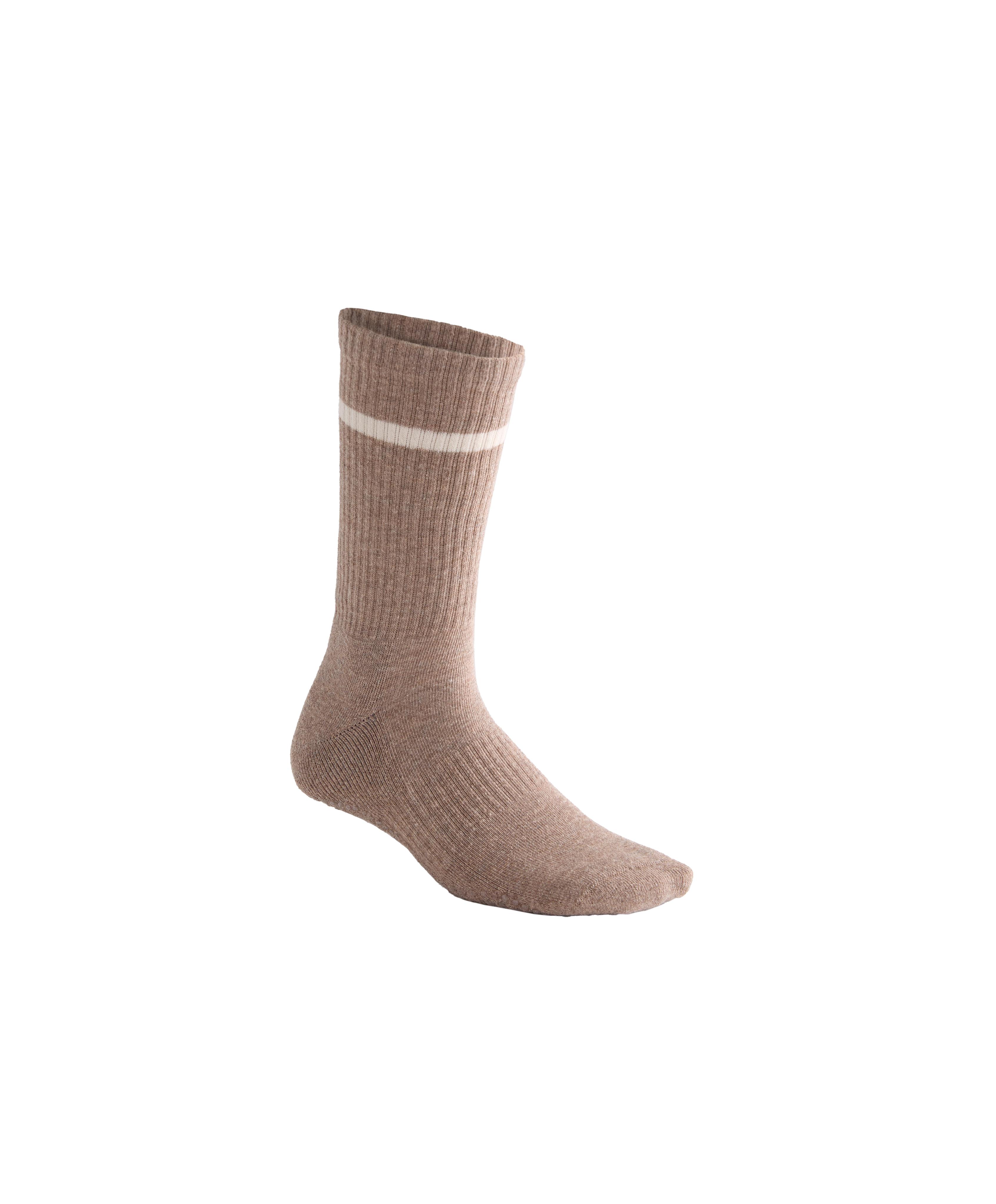 2 pairs of classic yoga and Pilates cotton blend socks — TAN MELANGE