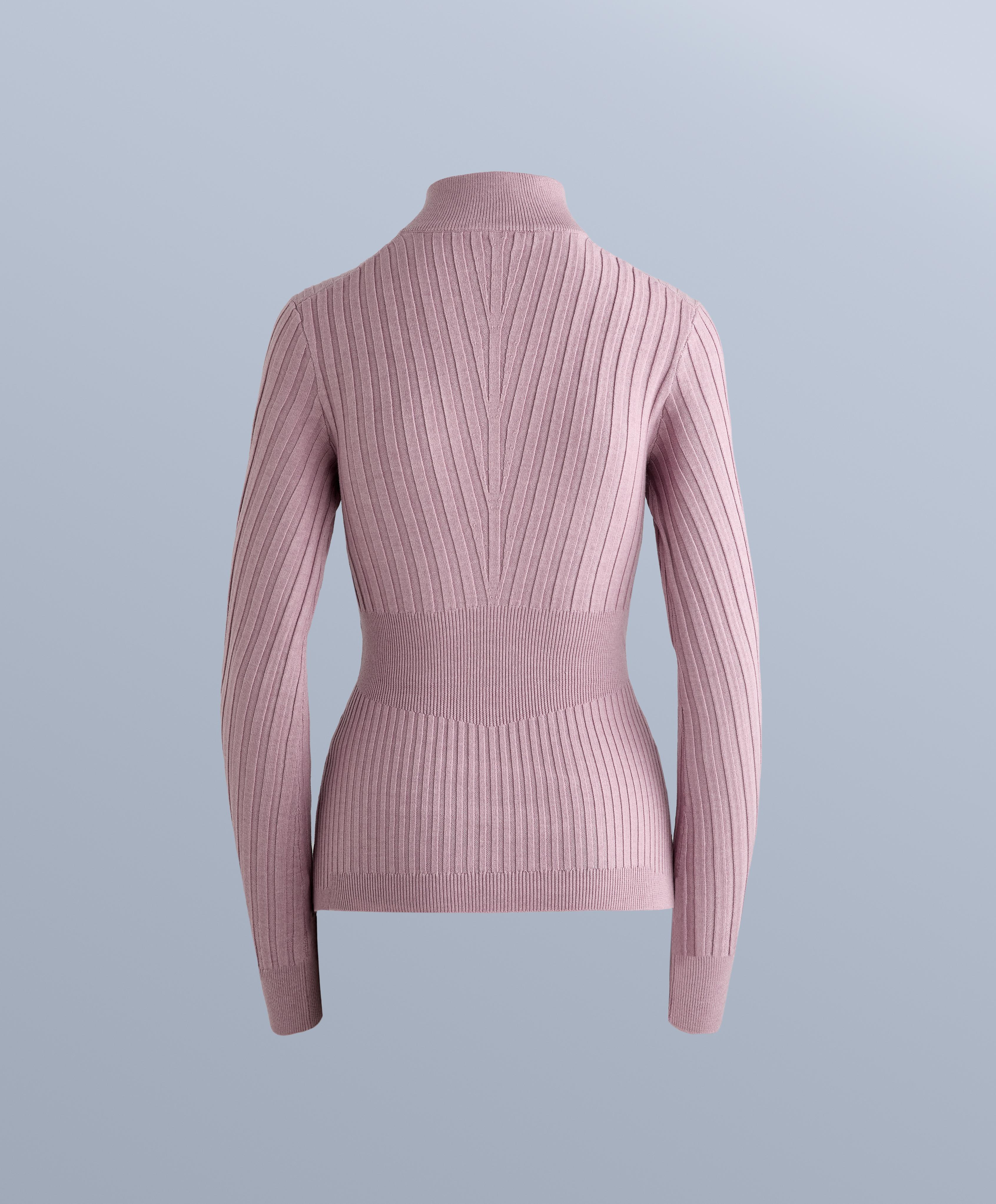 Thermal base layer rib knit T-shirt with peak — PINK-MAUVE
