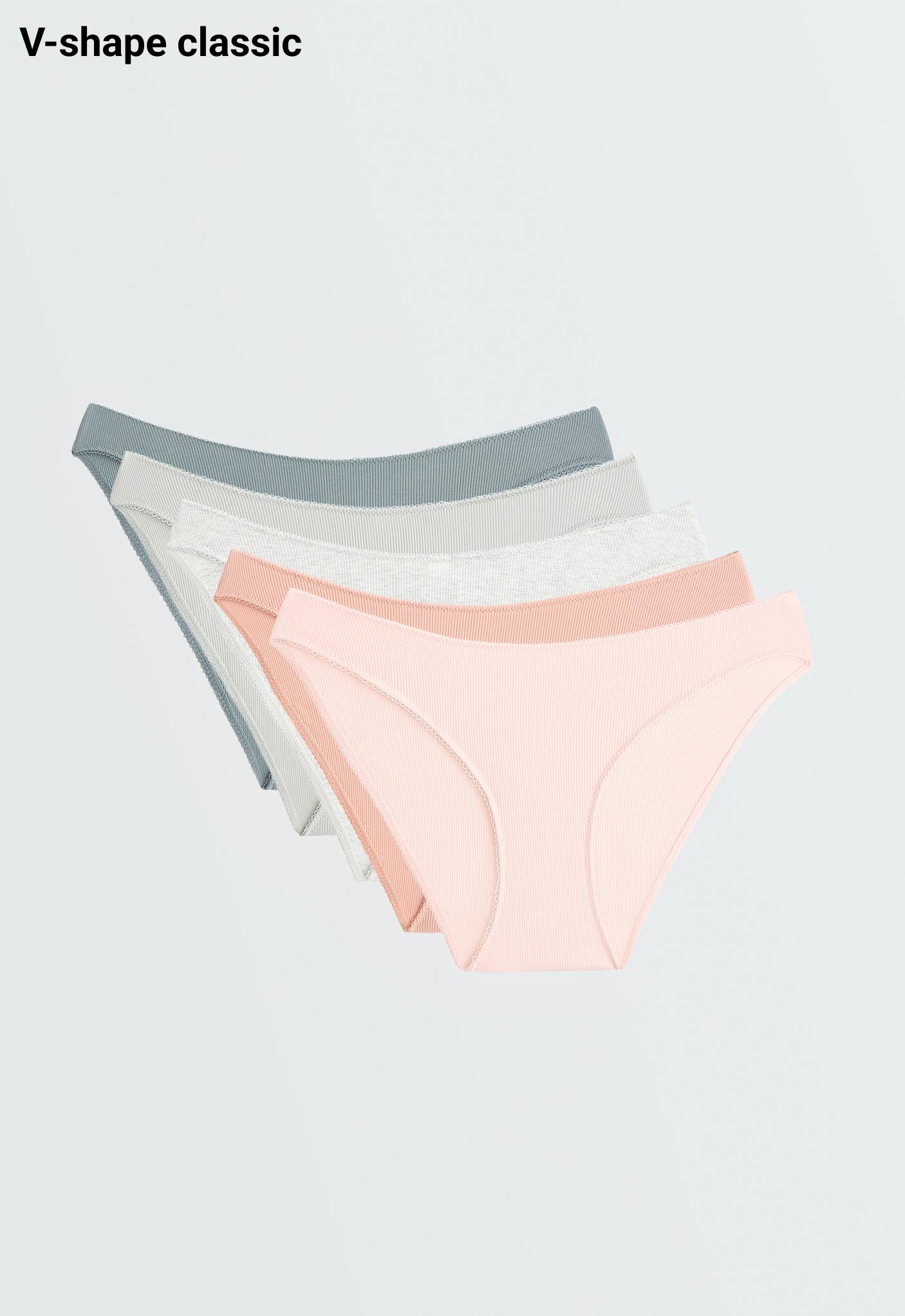 5 classic U-cut rib cotton briefs — PEACH   