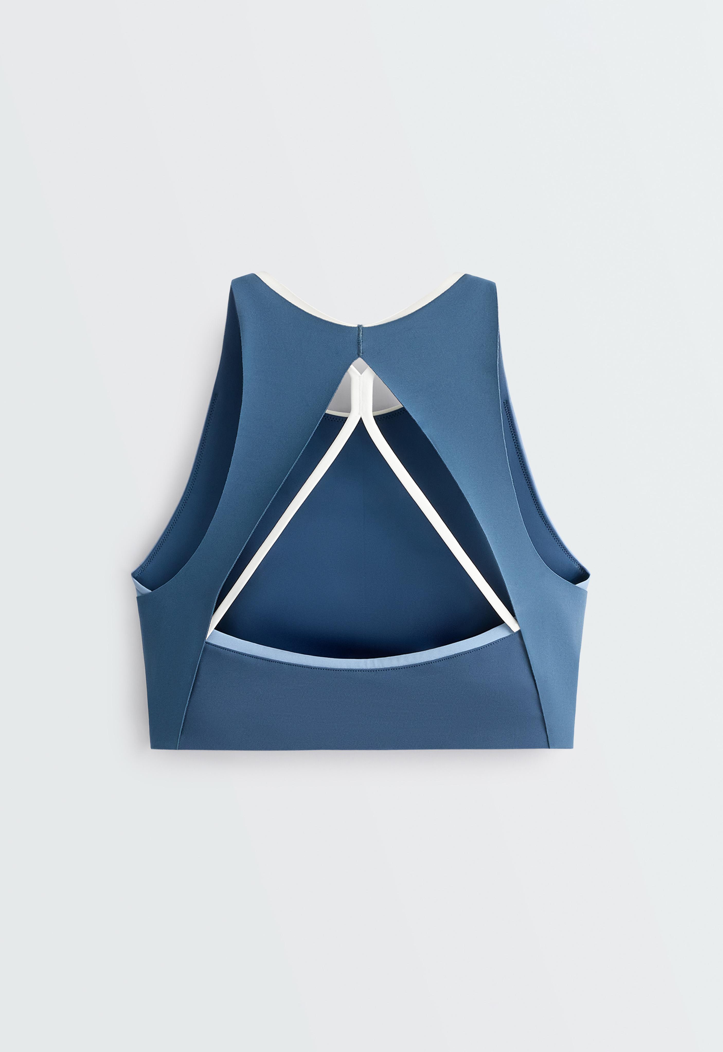 Compressive block tank top — MID GREY-BLUE