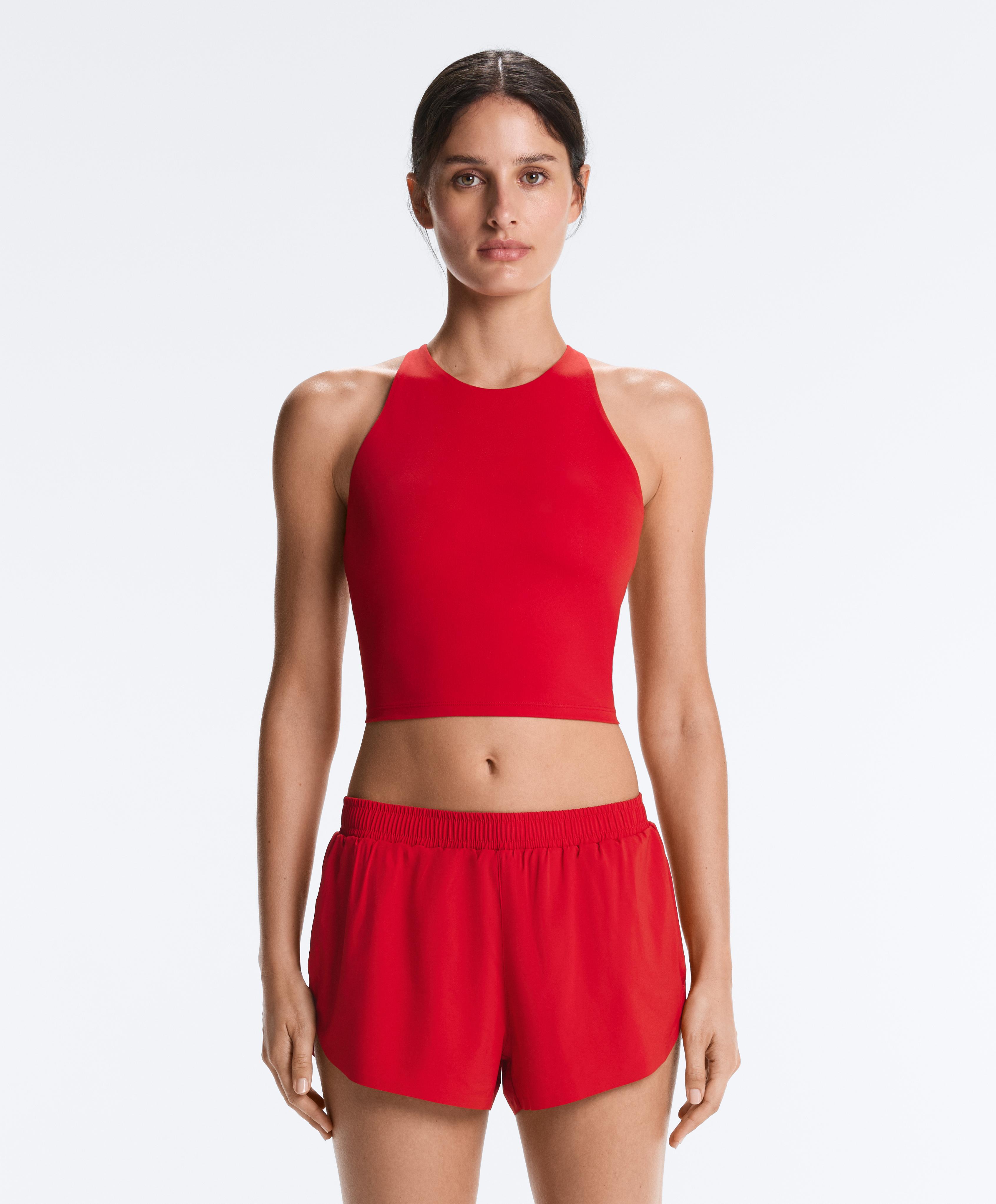 Comfortlux strappy tank top with cups — STRONG RED