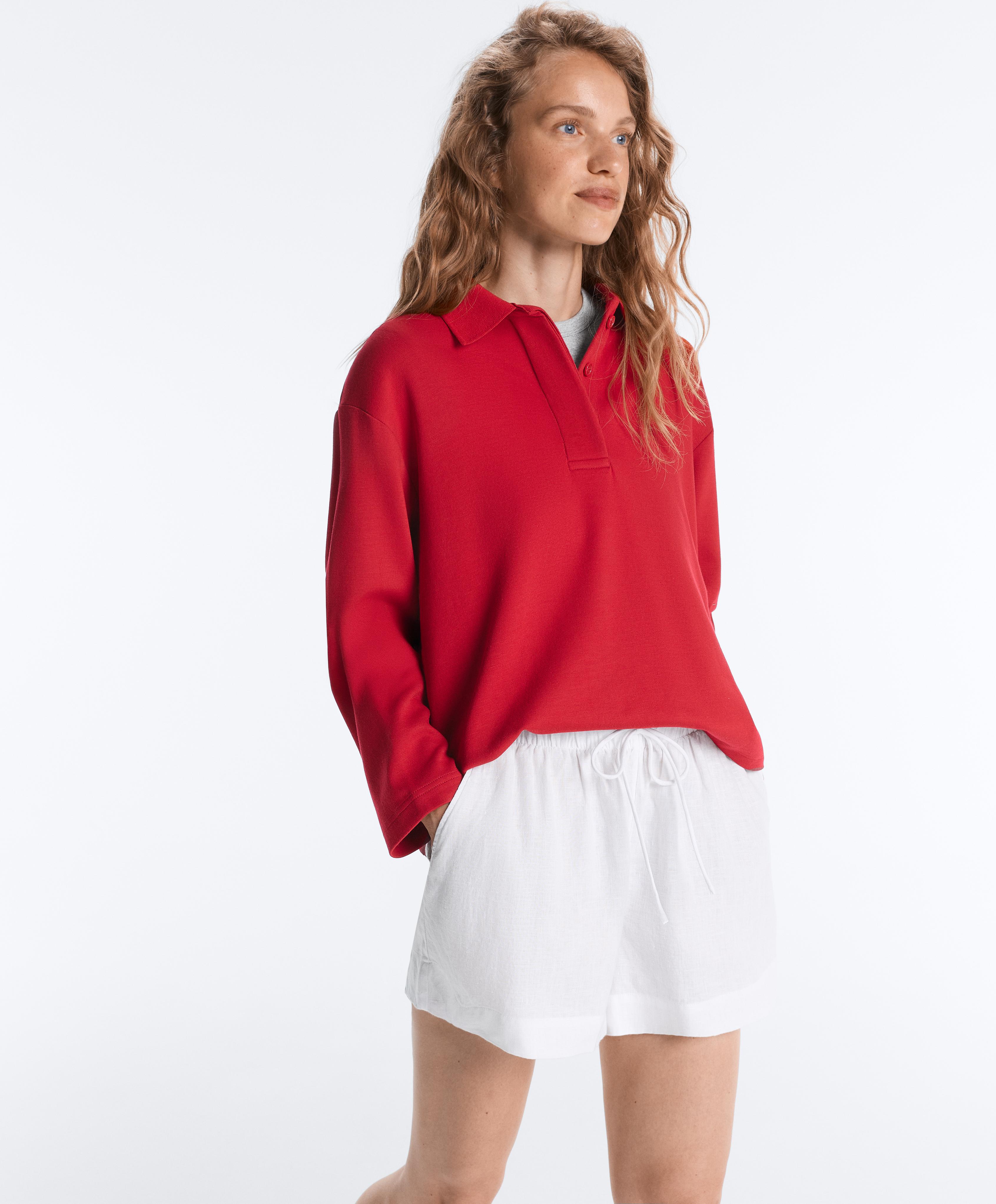 Long sleeve pique polo shirt