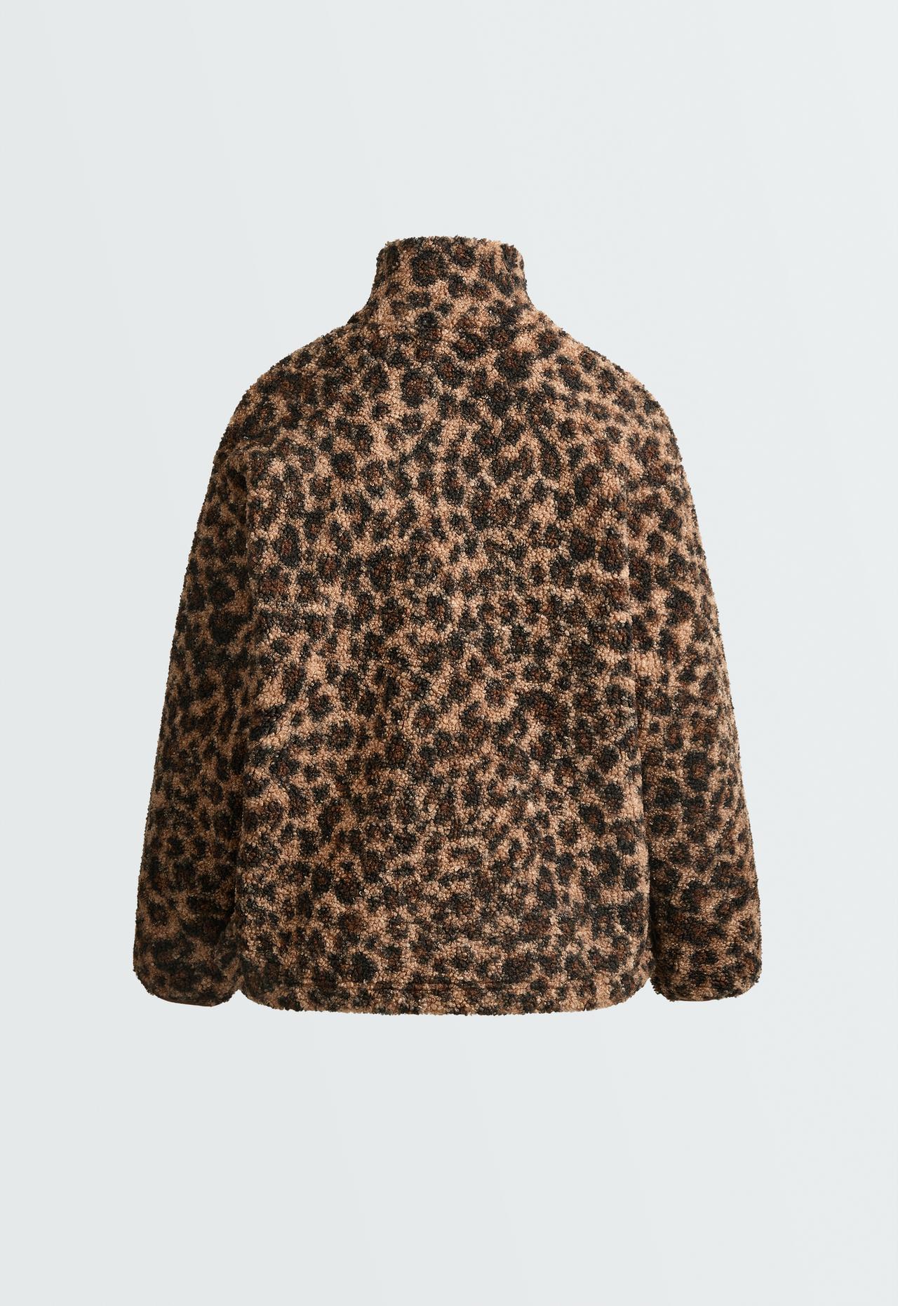 Leopard faux-shearling jacket — PALE TAN