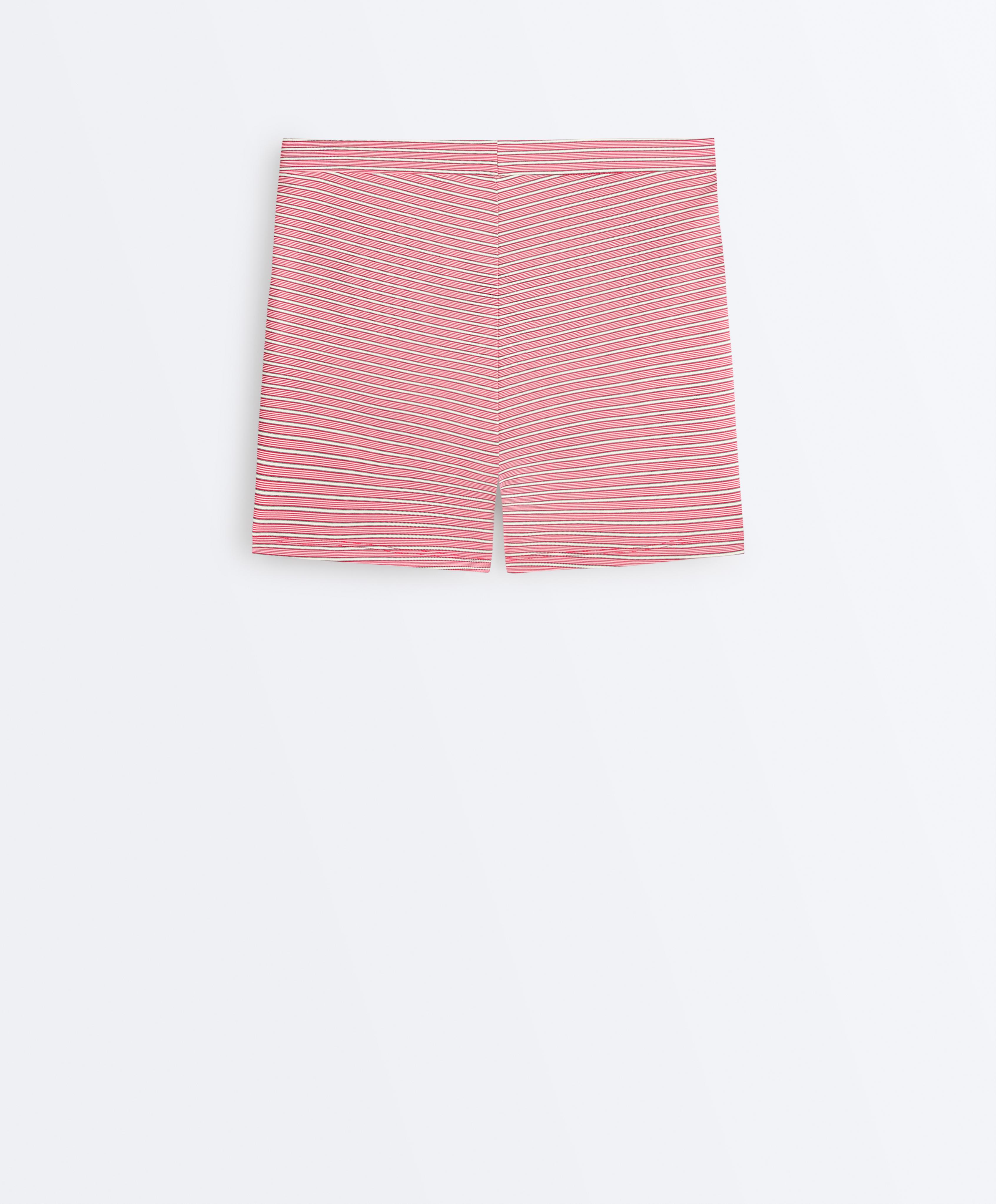 Comfortlux high-rise 5cm striped hot pants — RED