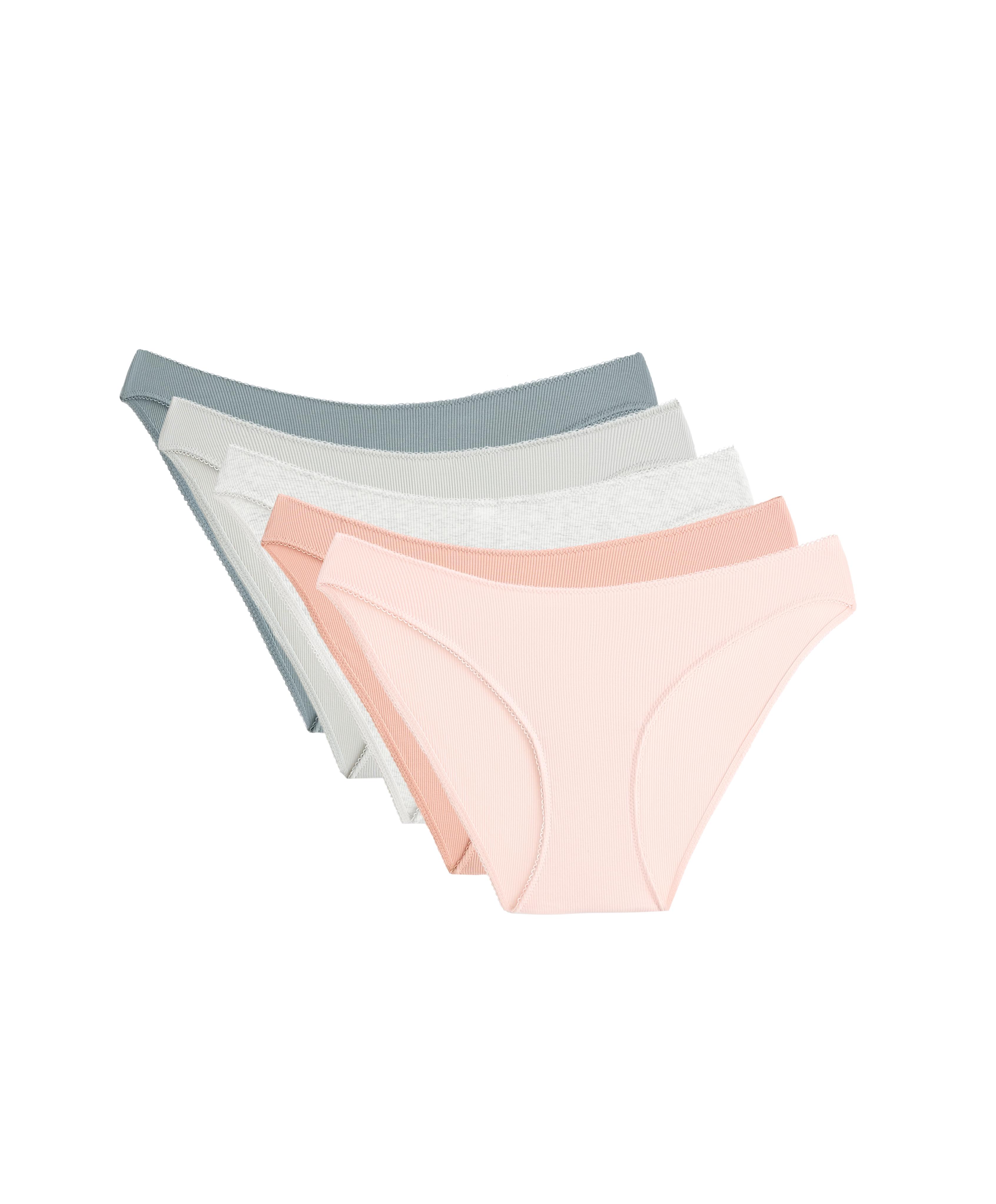 5 classic U-cut rib cotton briefs — PEACH