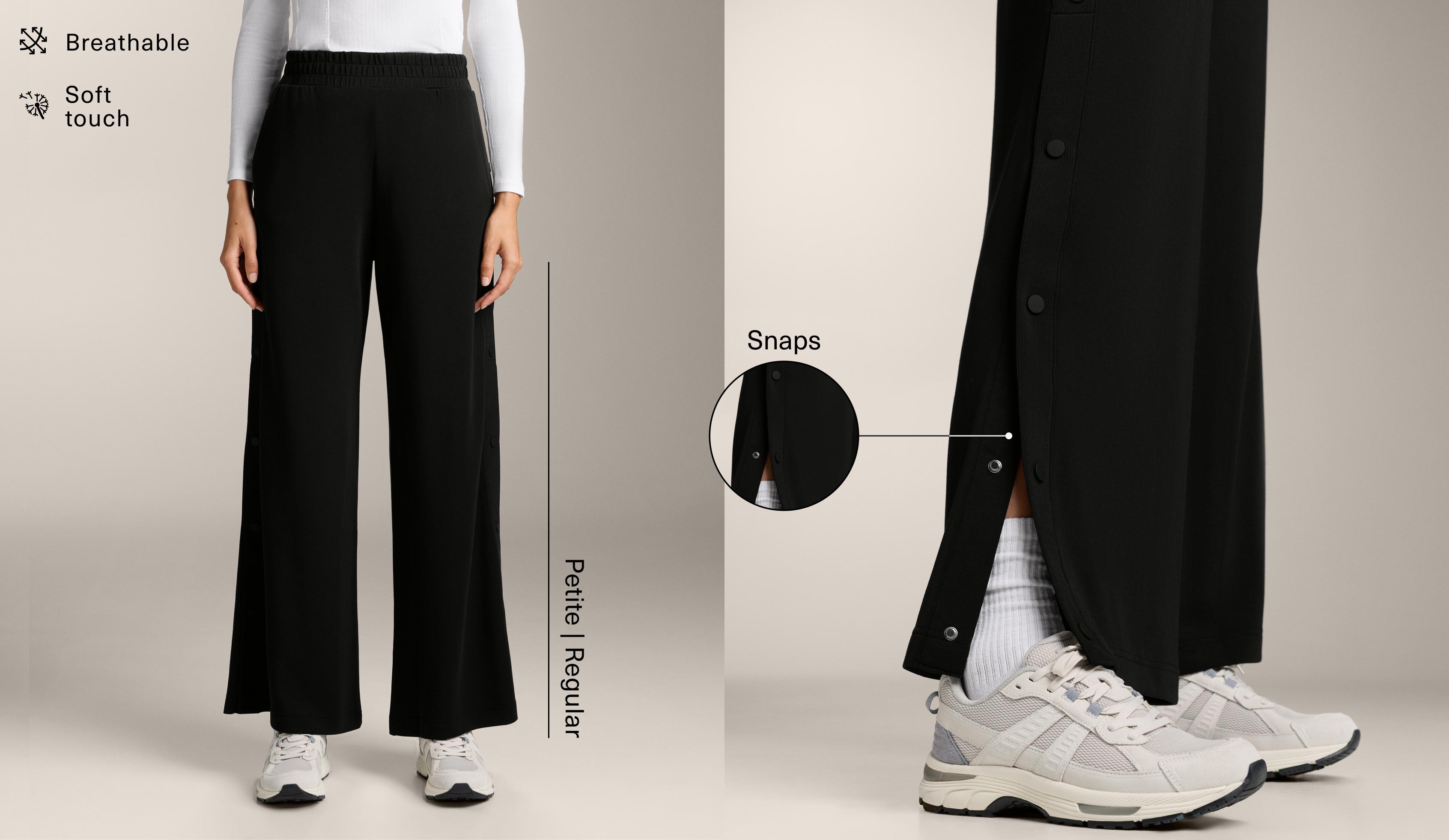 Straight-leg trousers with buttons and rib with soft-touch modal Straight-leg trousers with buttons and rib with soft-touch modal