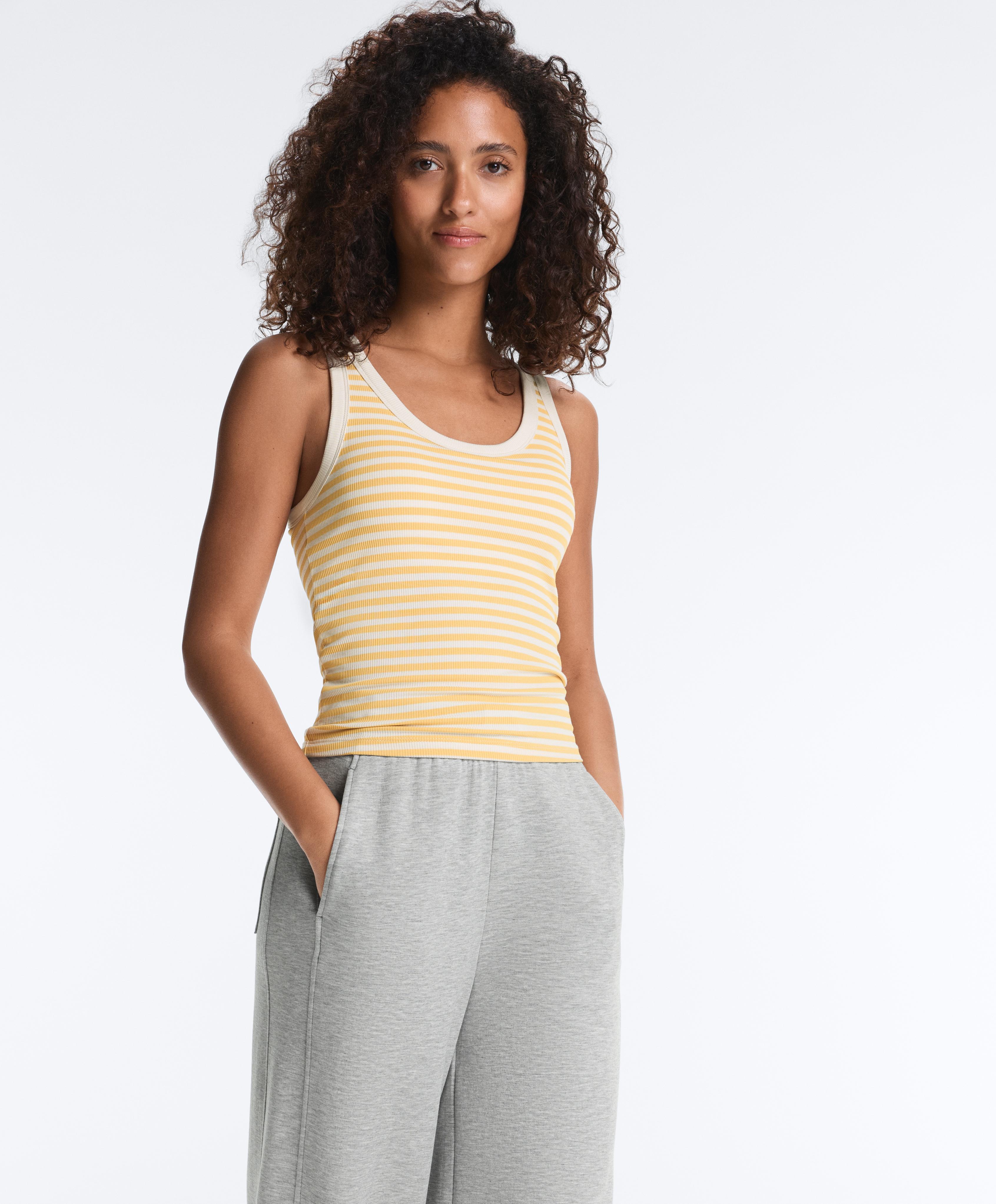 Long modal rib stripe tank top — MID-YELLOW