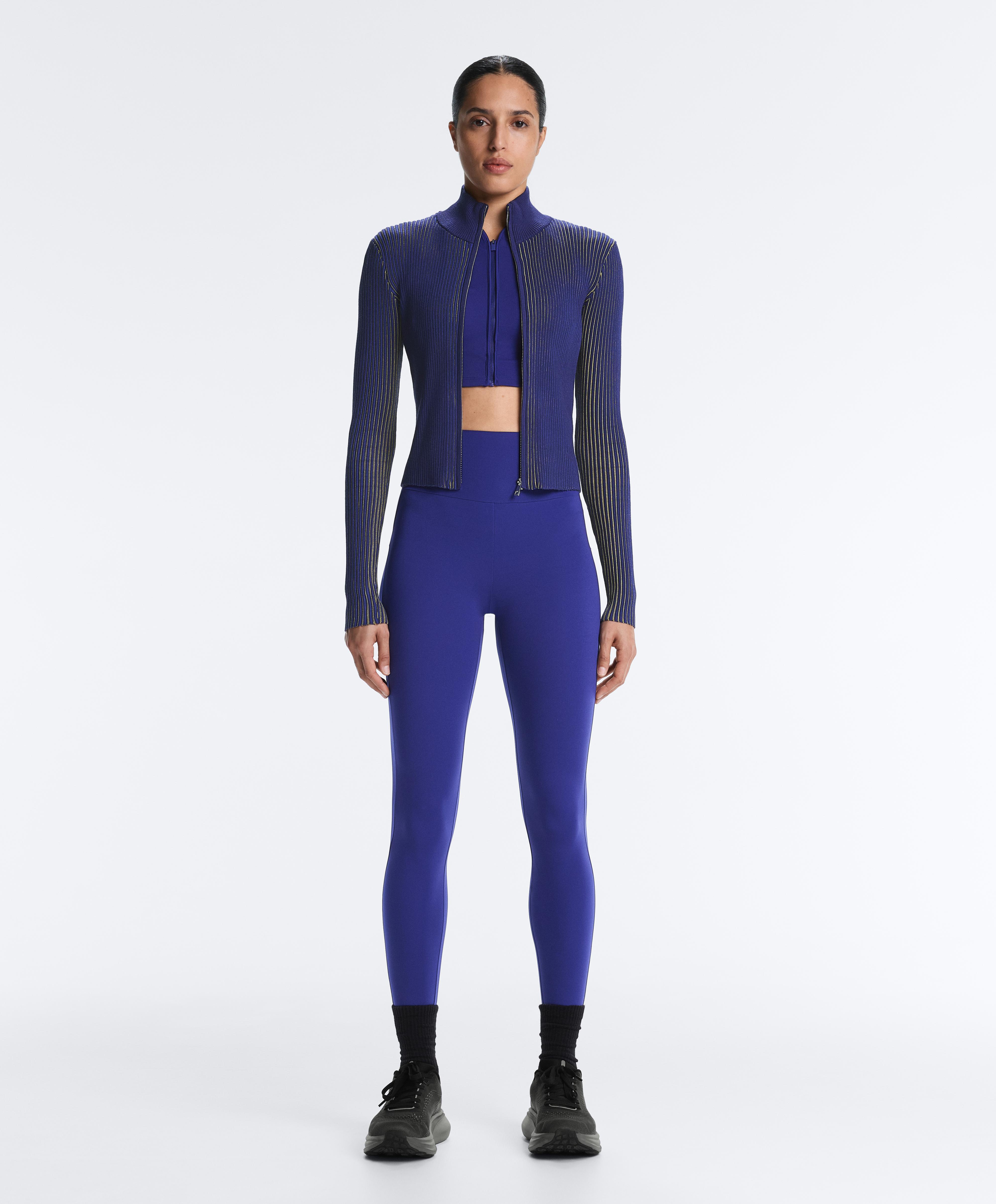 Fitted rib-knit jacket — COBALT