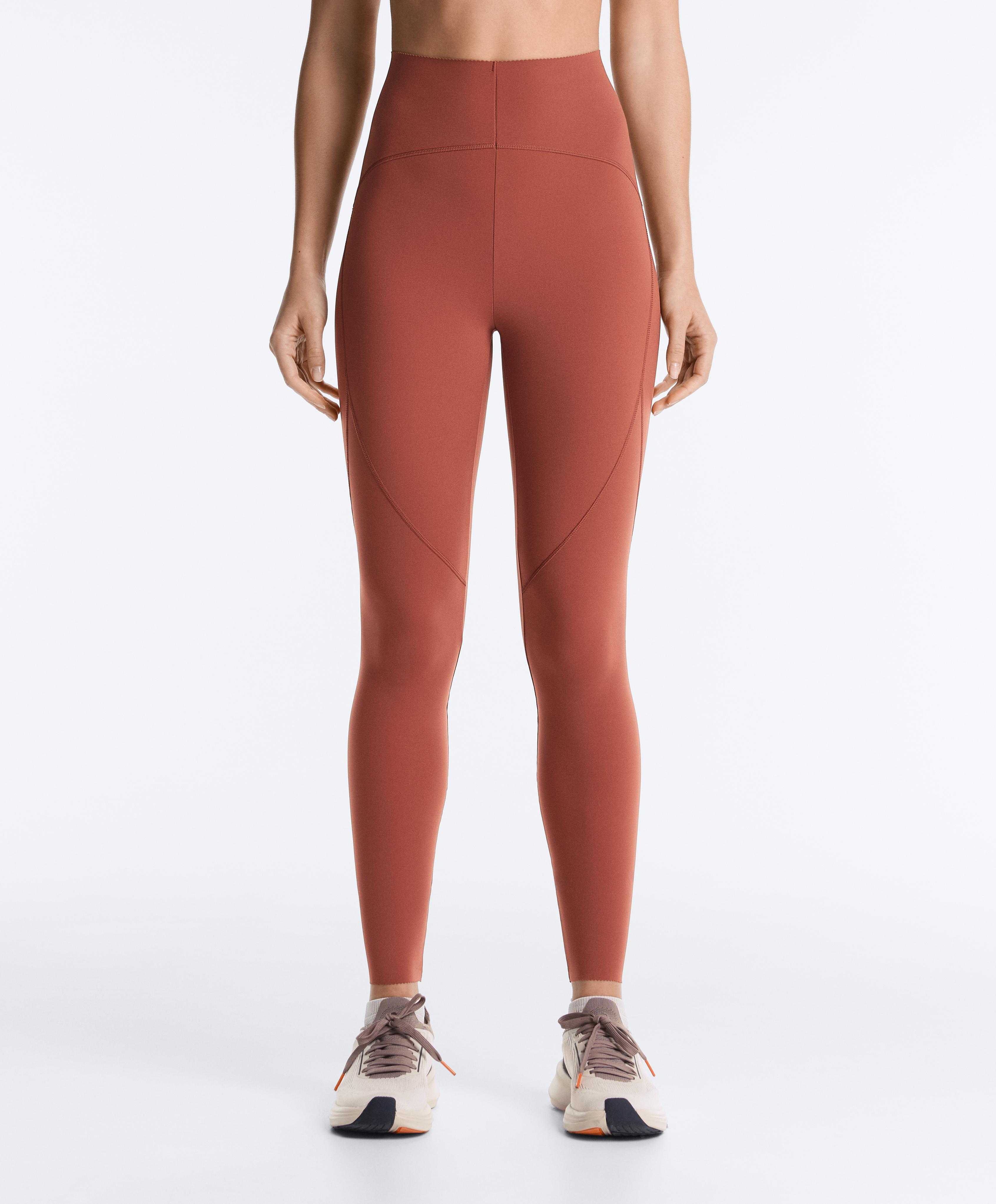 Basic compressive high-waisted ankle-length leggings — WASHED TERRACOTTA