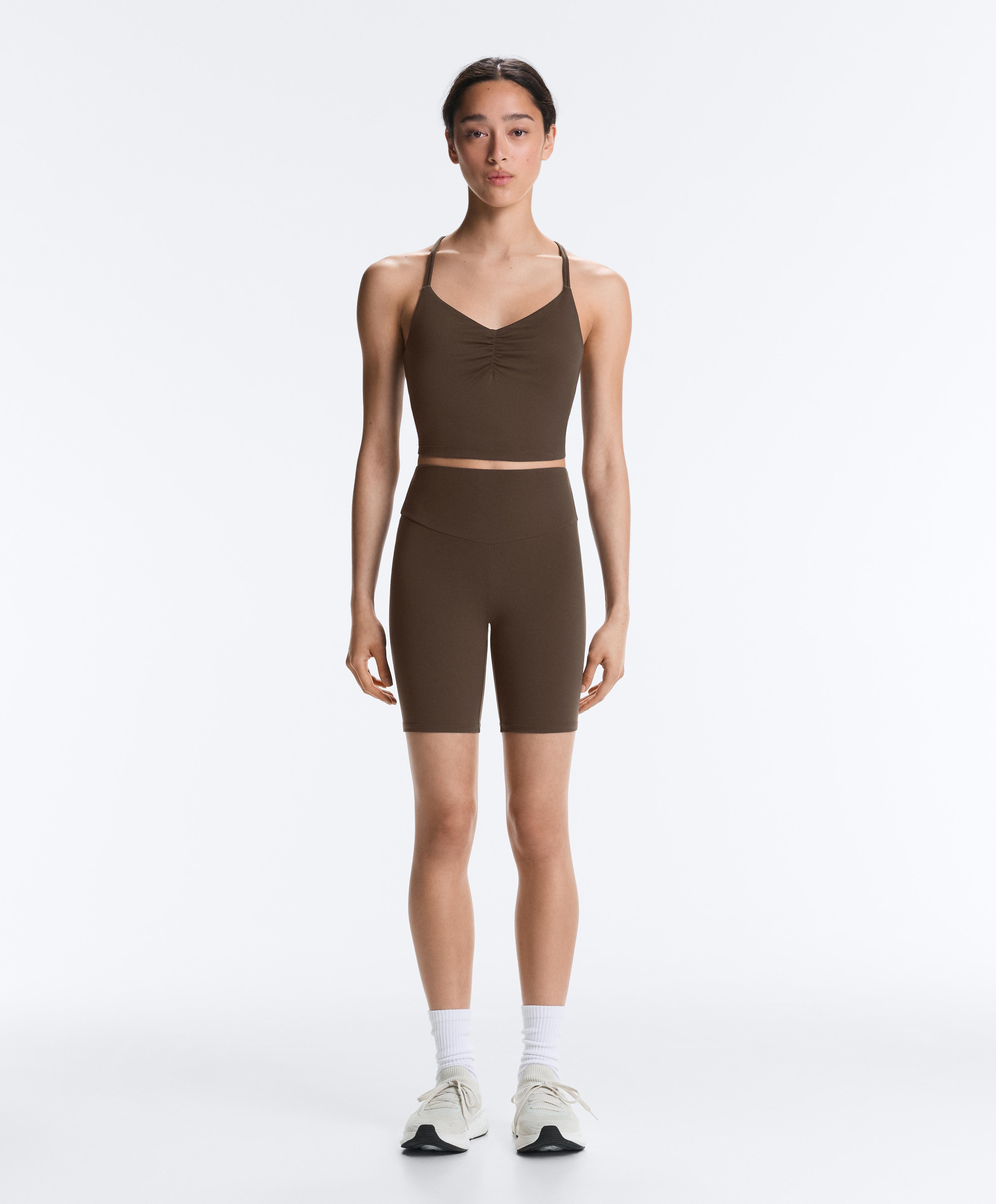 Comfortlux high-rise 20cm biker leggings — DARK BROWN