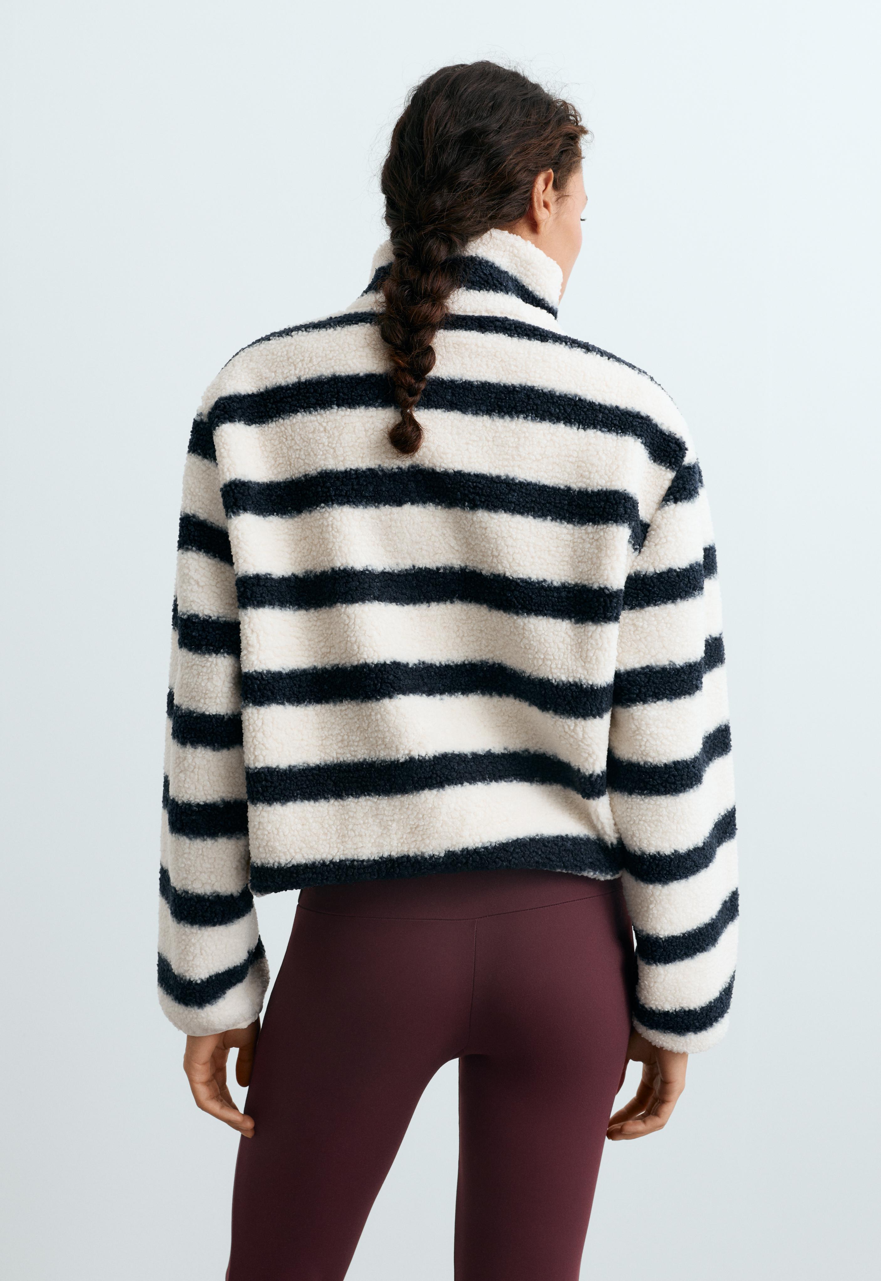 Striped faux-shearling jacket — NAVY BLUE