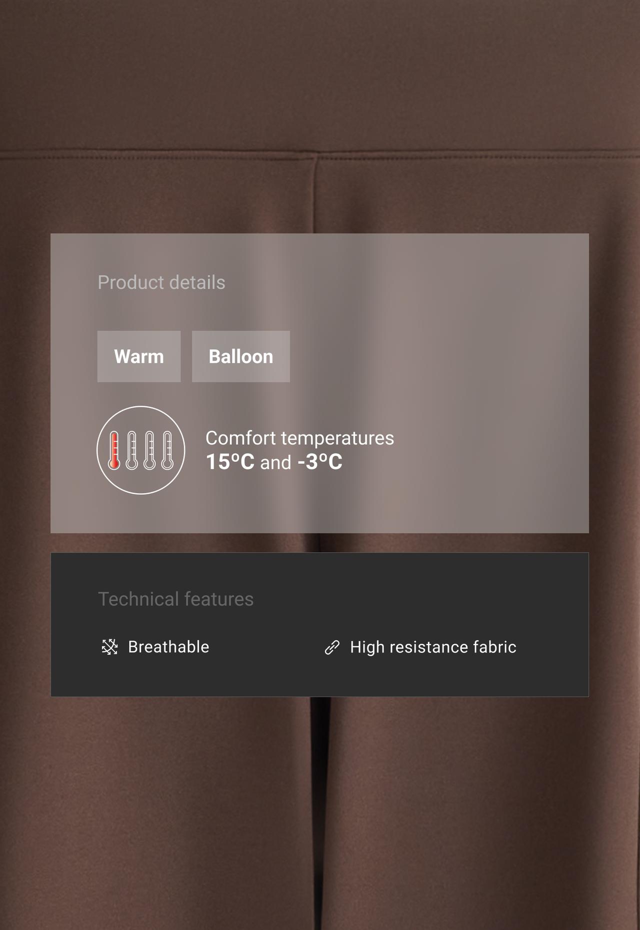 Balloon high rise warm cargo trousers — DARK REDDISH‑BROWN