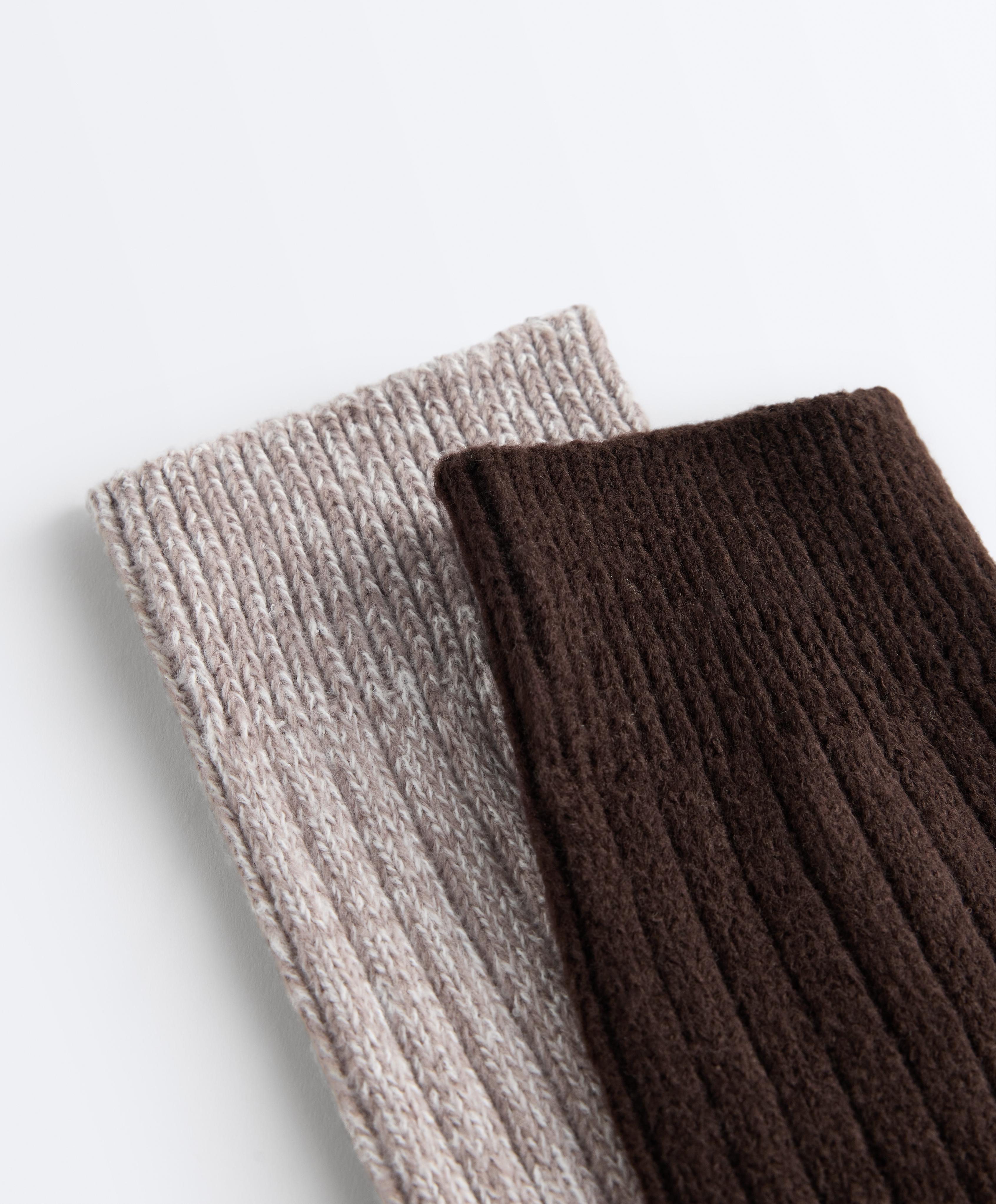 2 Pairs of Classic Ribbed Socks — CHOCOLATE