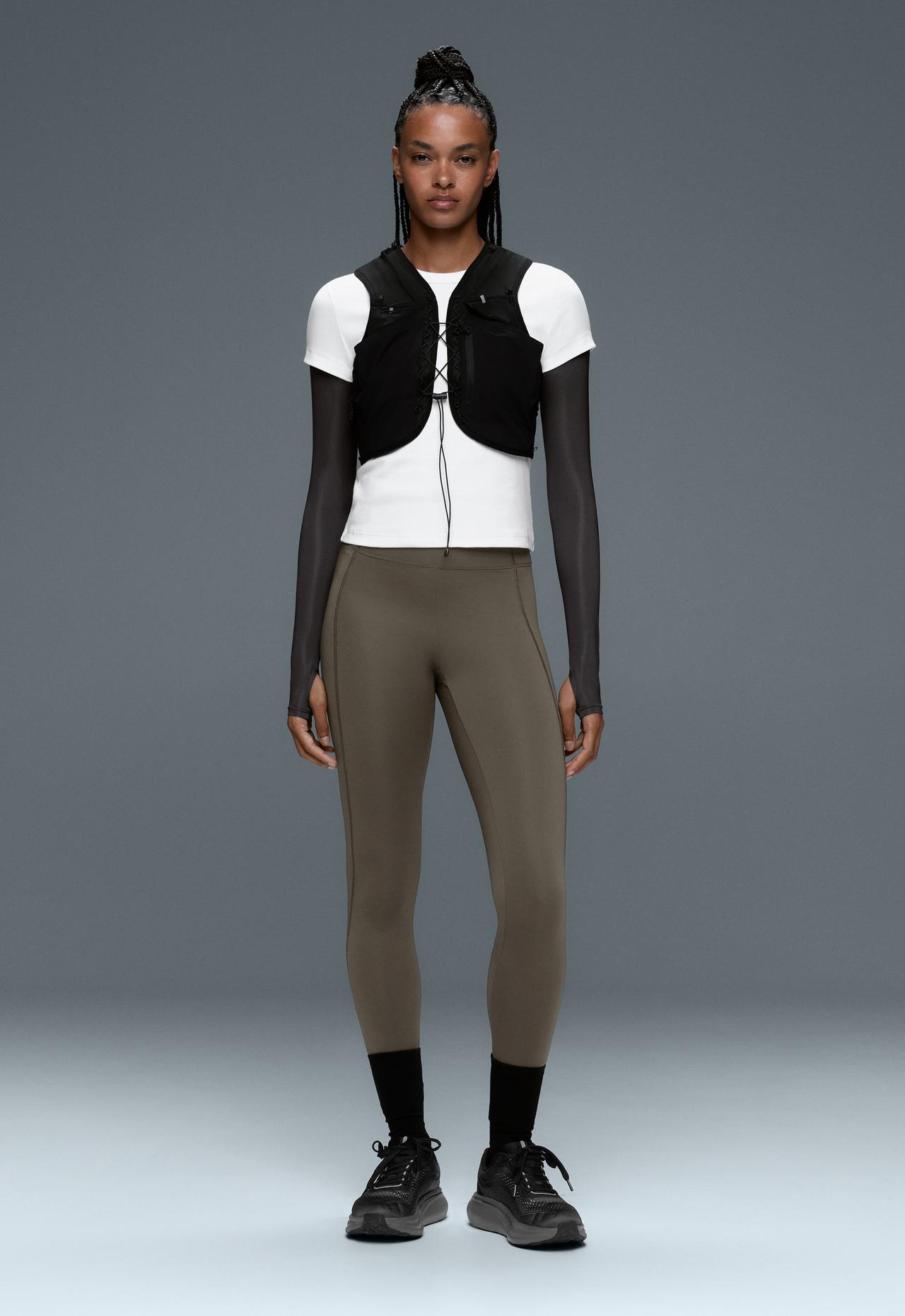 Ankle-length High rise Rapid Dry leggings with pockets — CHARCOAL GREY