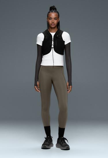 Ankle-length High rise Rapid Dry leggings with pockets — CHARCOAL GREY 1
