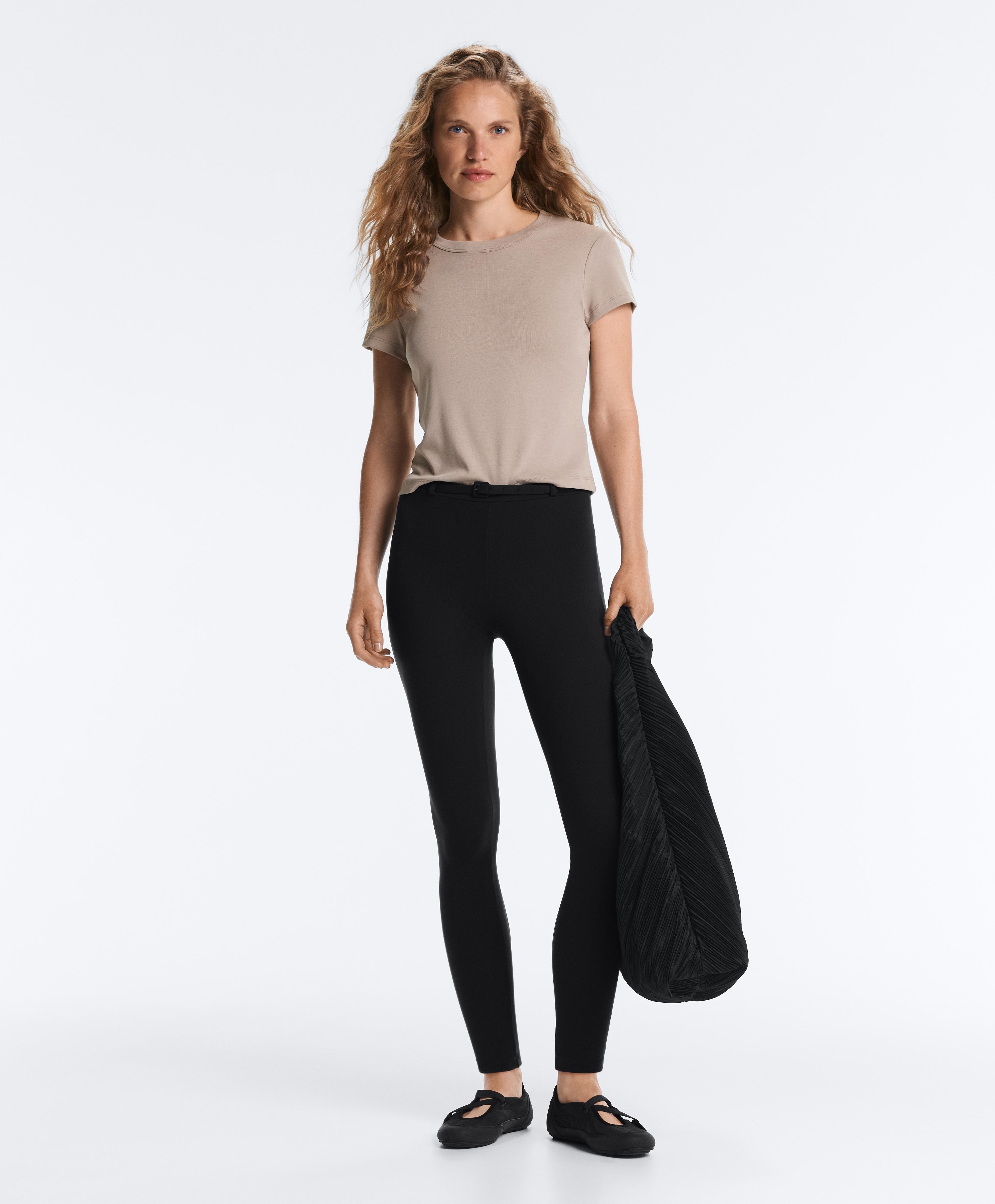 Fitted modal rib short-sleeve T-shirt — MID-MINK