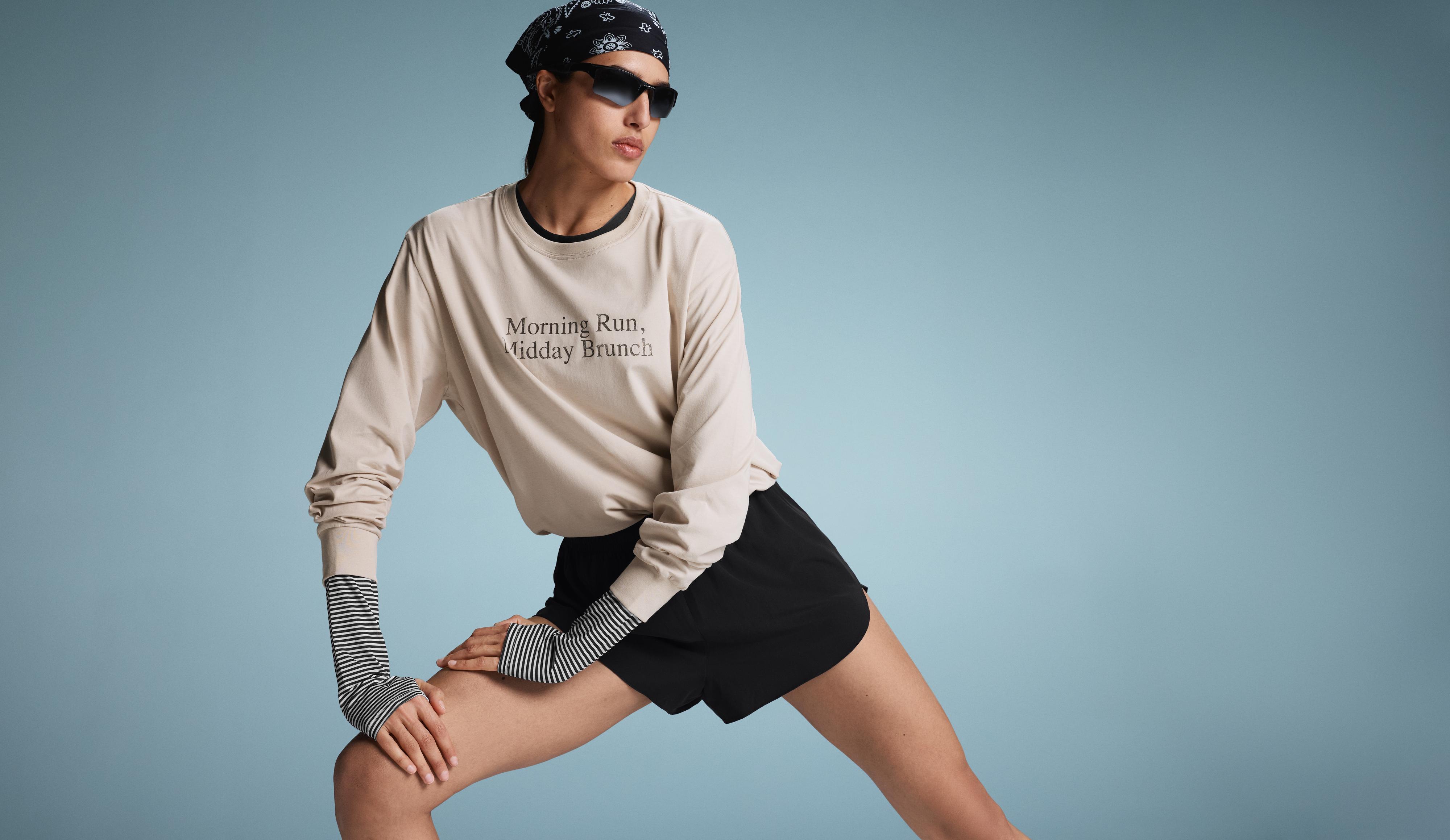 Long sleeve cotton blend T-shirt with slogan