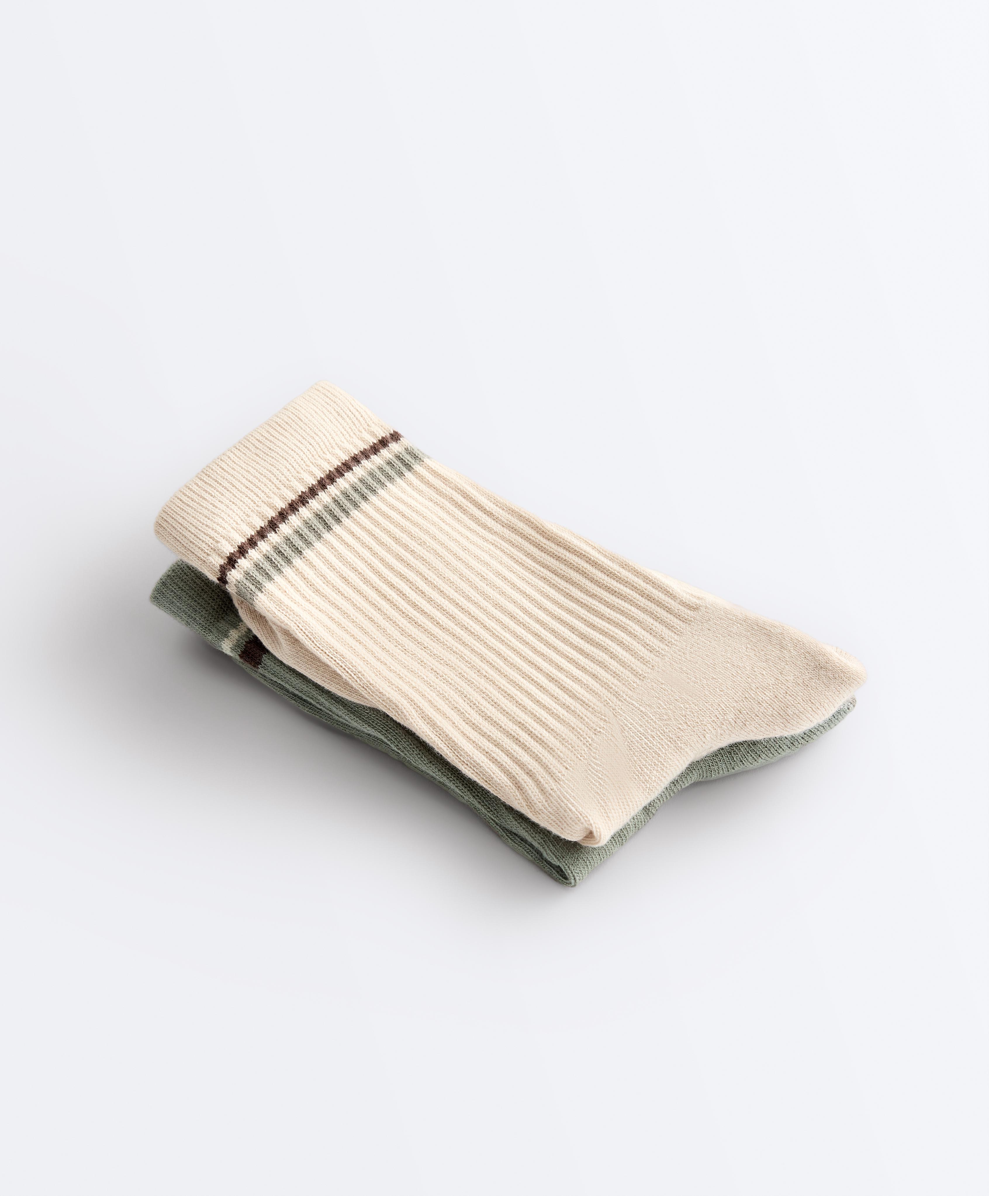 2 pairs of Classic cotton blend yoga and Pilates socks — SOFT AQUA GREEN