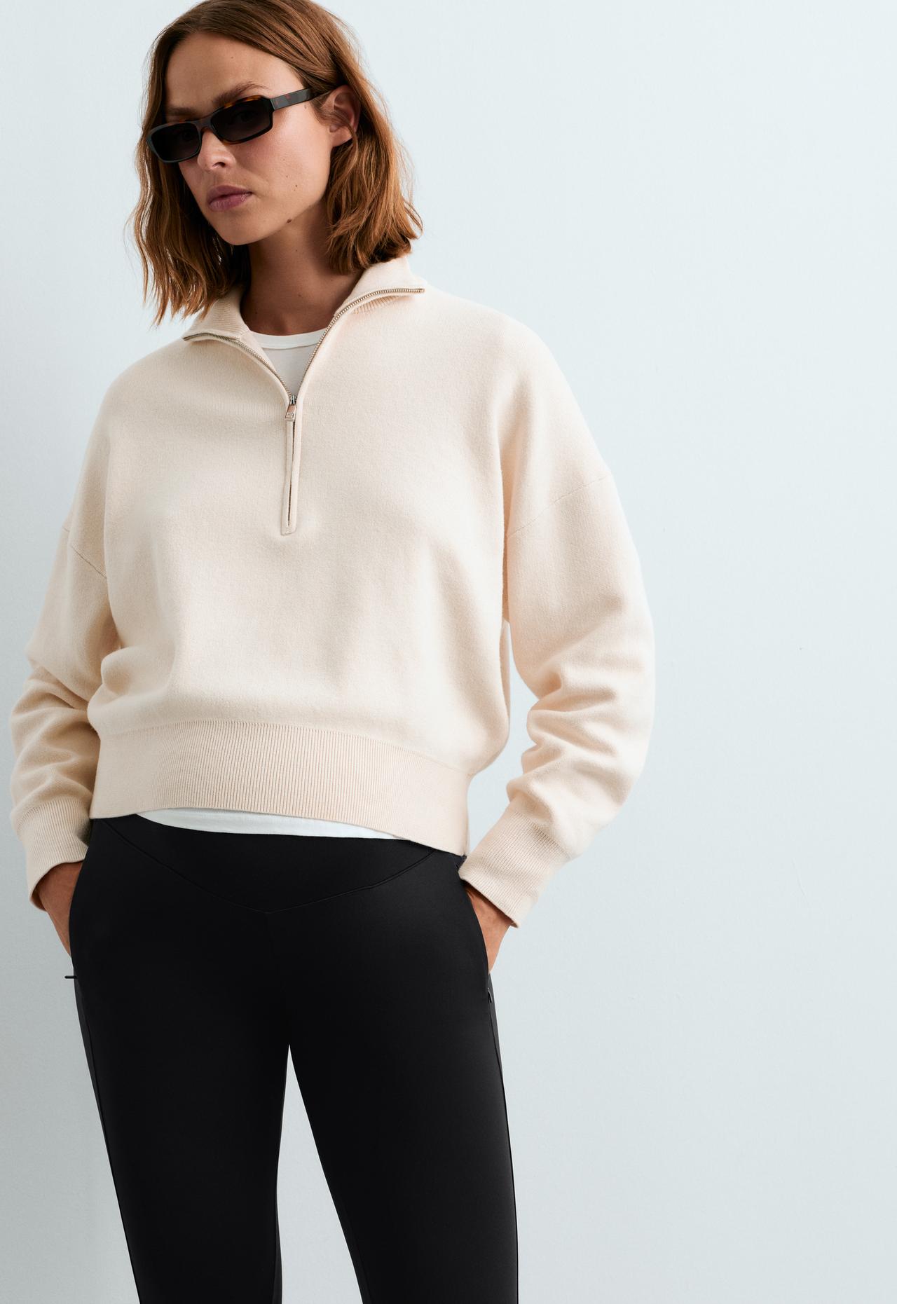 65cm Warm maternity leggings with zips — BLACK