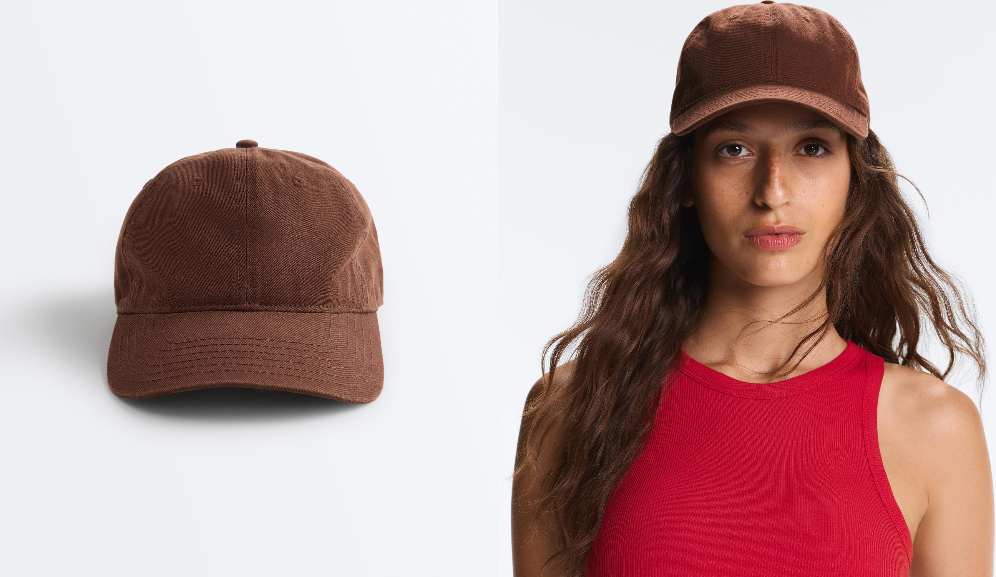 Washed-effect 100% cotton cap — BROWN