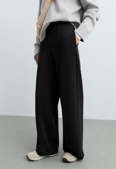 Straight-leg trousers with modal and crease — BLACK 3
