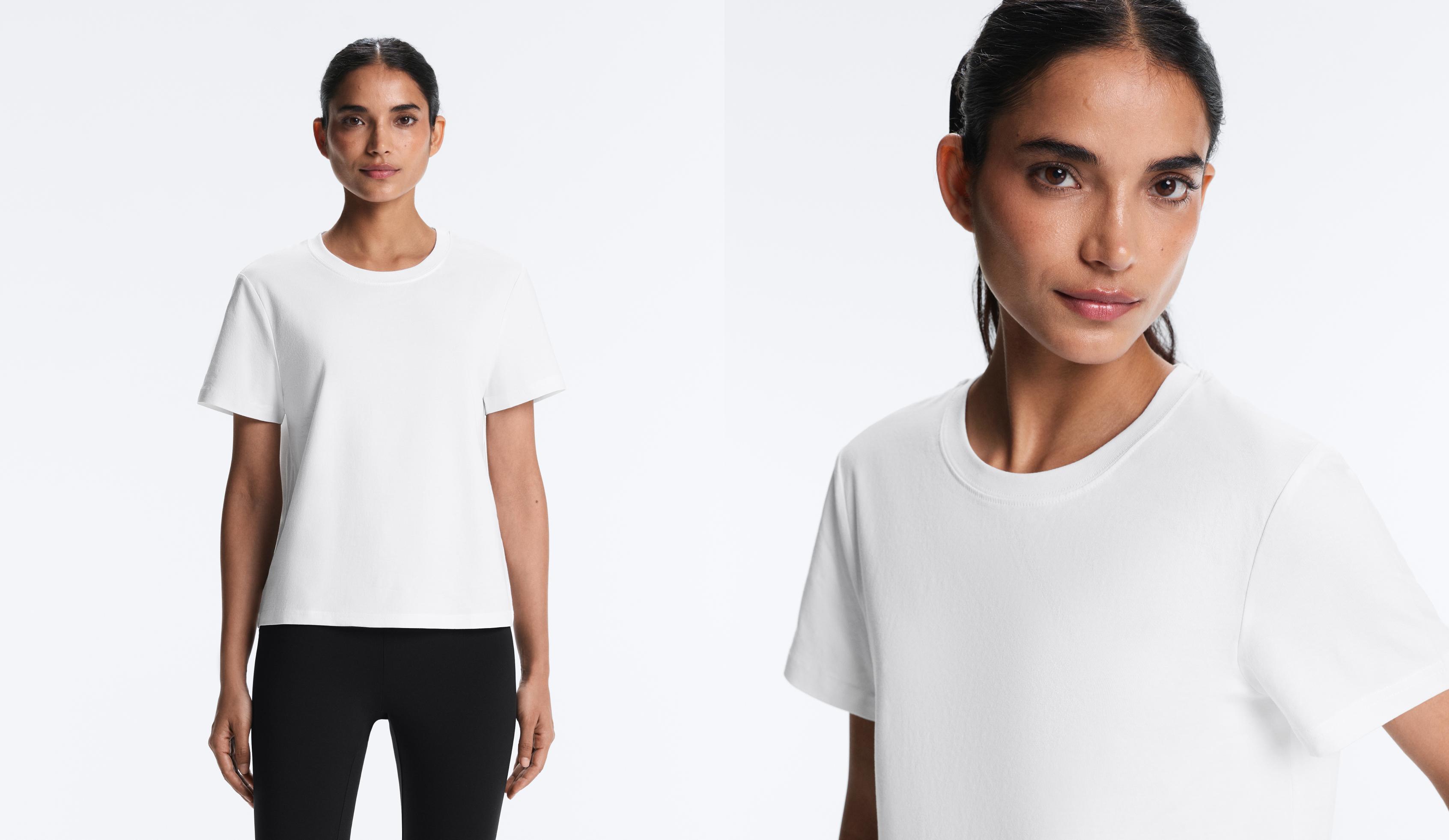 Regular cotton blend short-sleeve T-shirt — WHITE