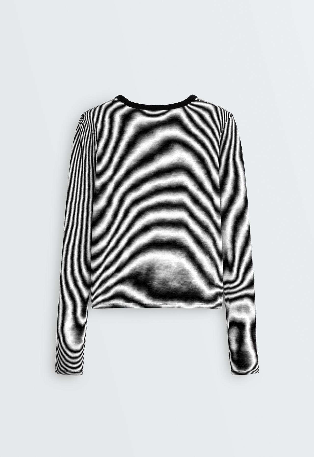 Regular long sleeve striped t-shirt — BLACK