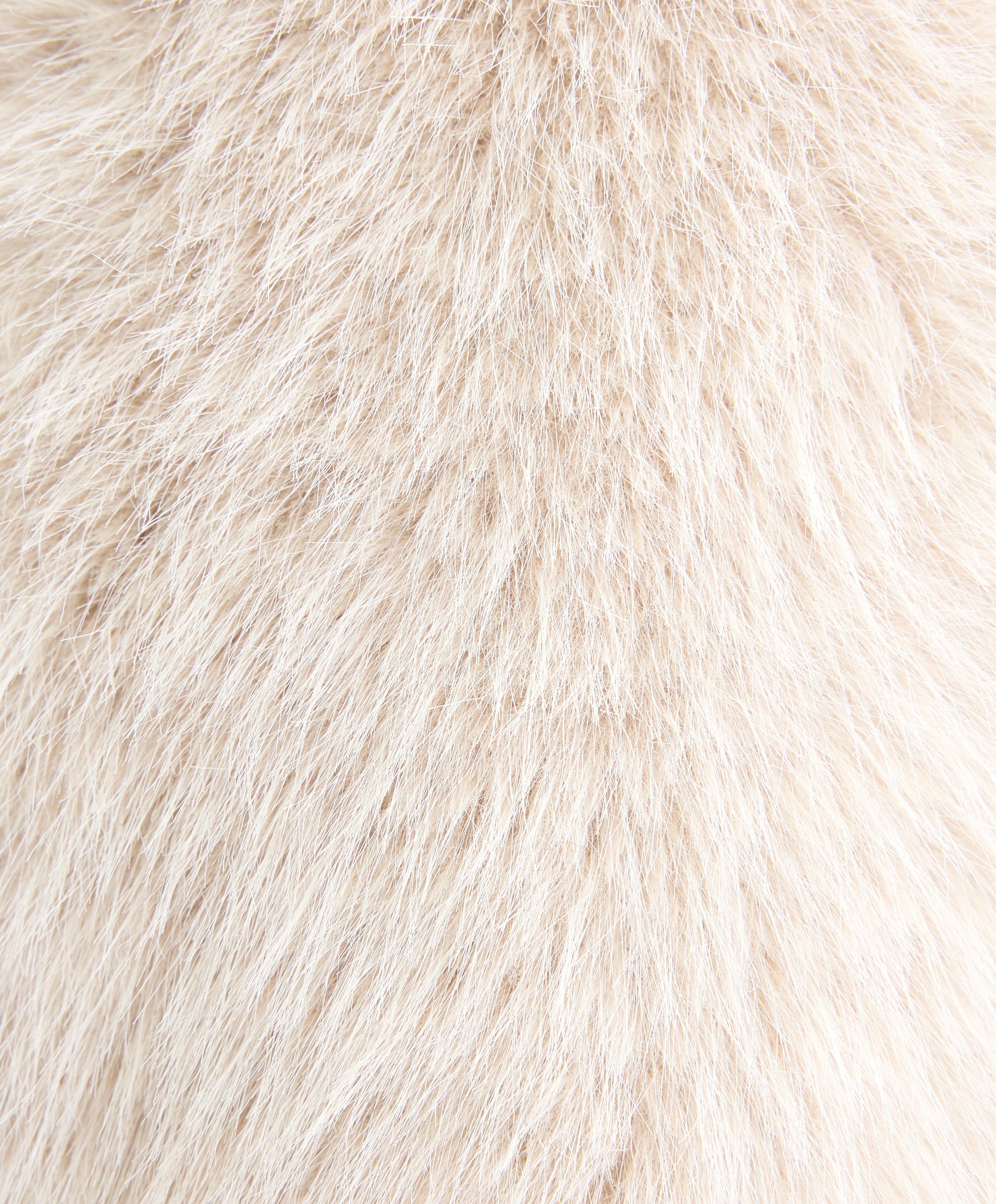 Faux fur hooded jacket — OATMEAL