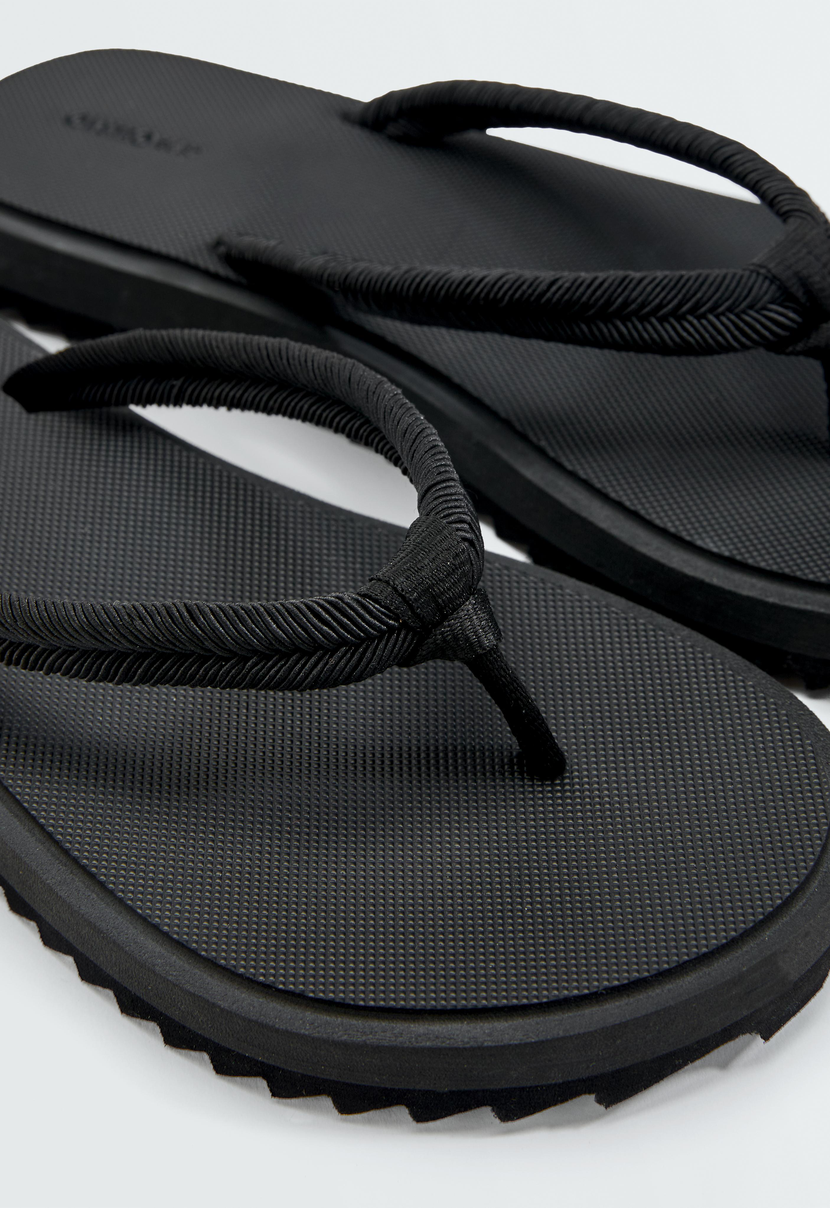 Braided rope beachwear sandals — BLACK