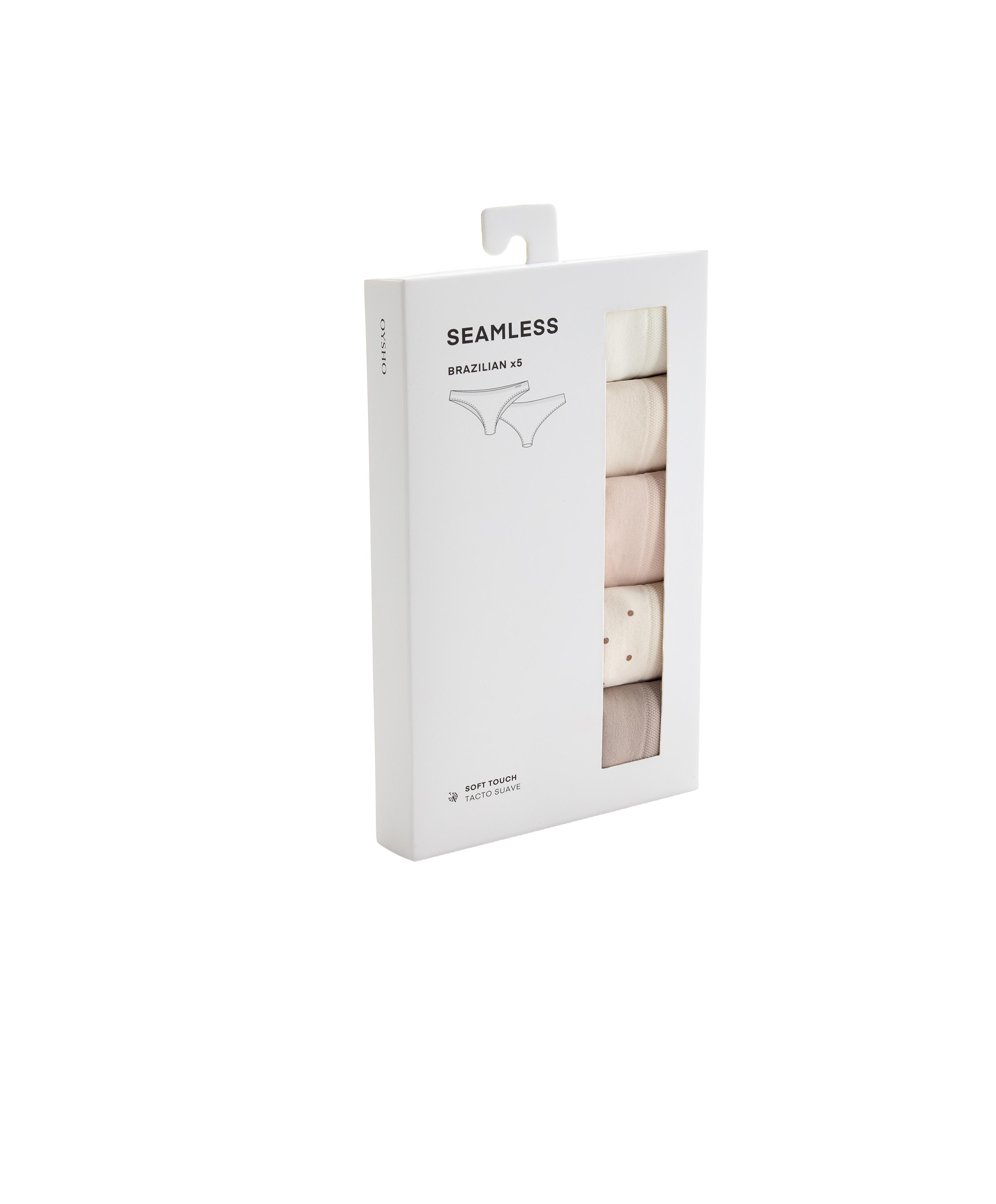 5 seamless soft-touch Brazilian briefs — MINK