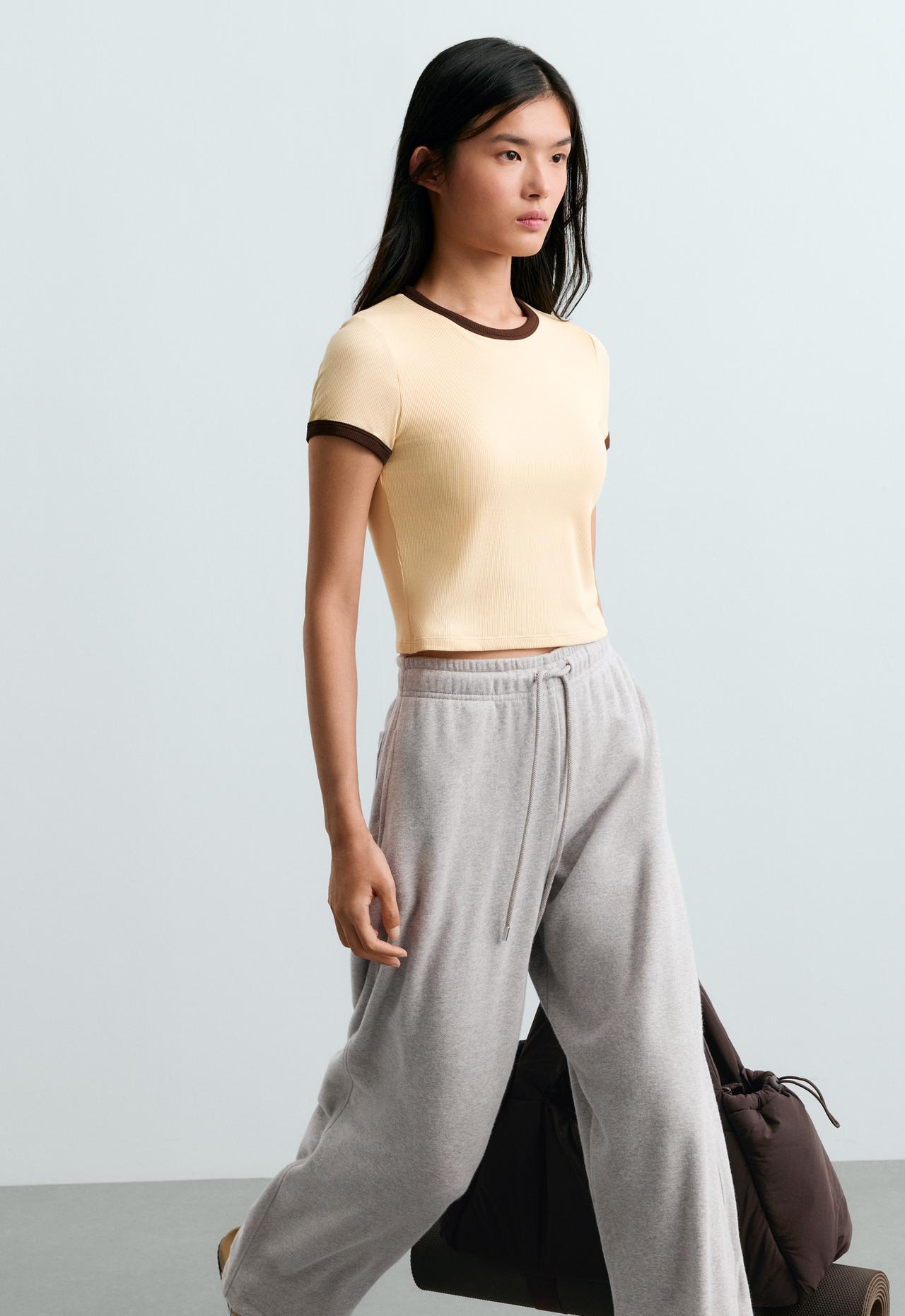 Short-sleeve modal blend rib contrast tank top — BUTTER YELLOW