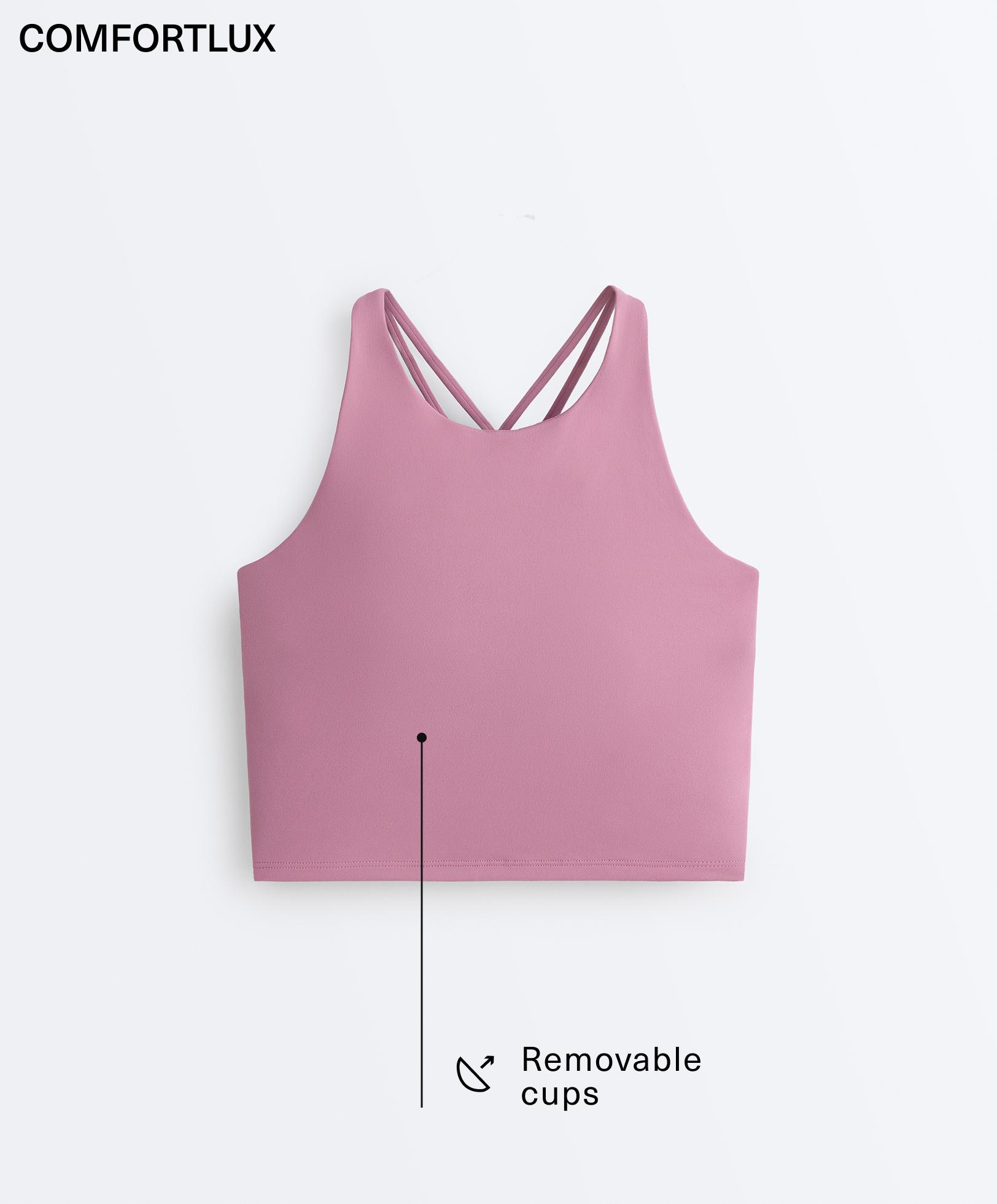 Comfortlux strappy tank top with cups — MAUVE PINK