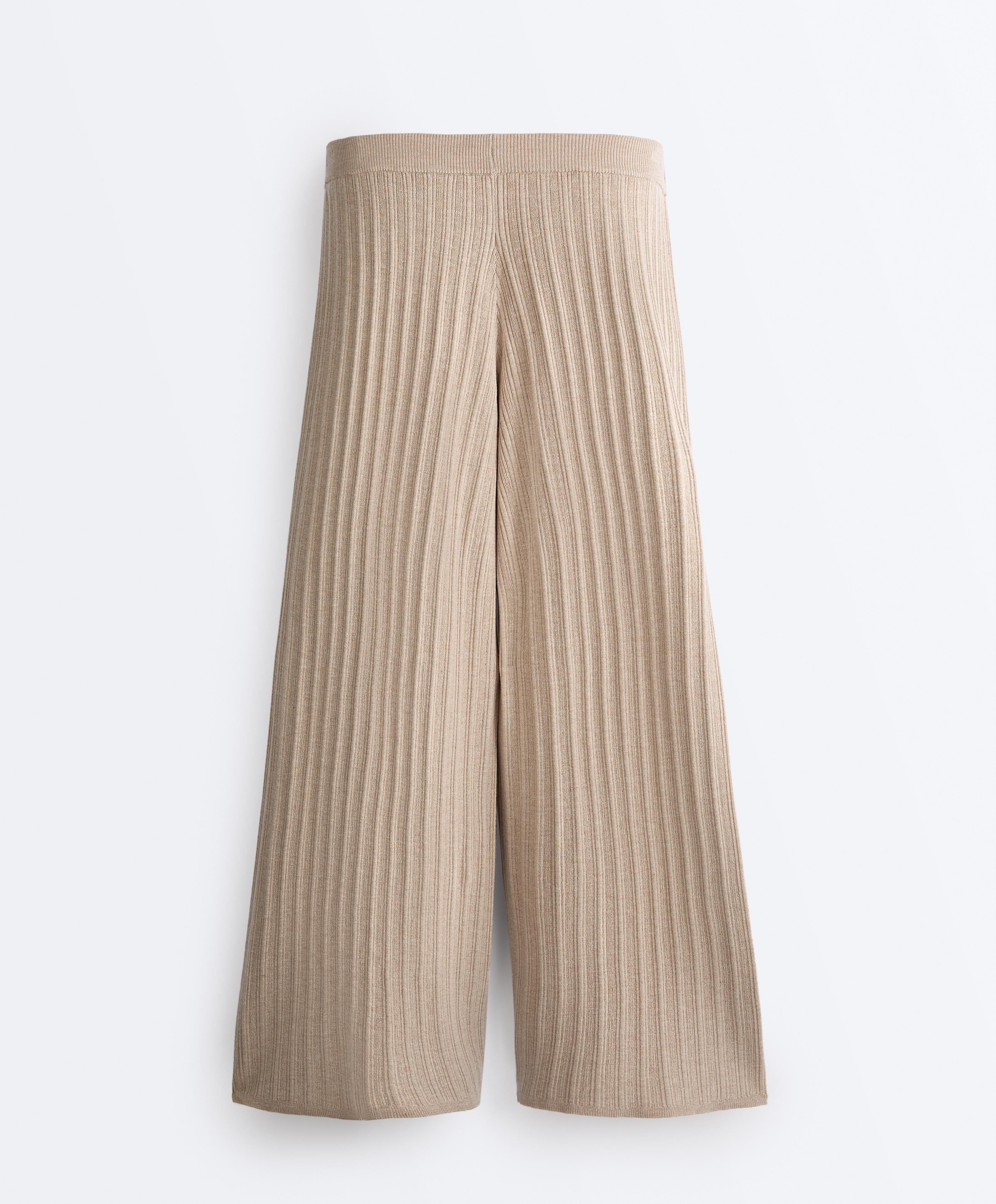 Rib-knit straight-leg trousers — SANDY          