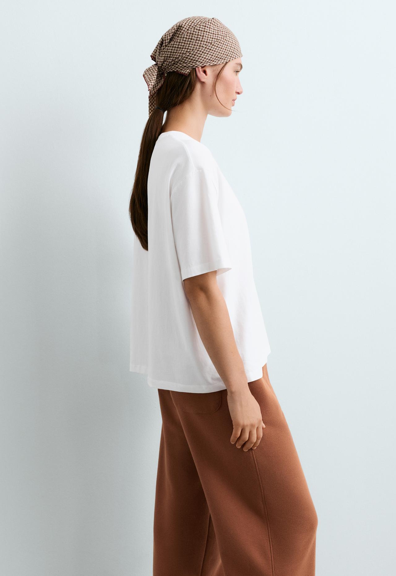 Boxy short-sleeved cotton blend T-shirt — WHITE 