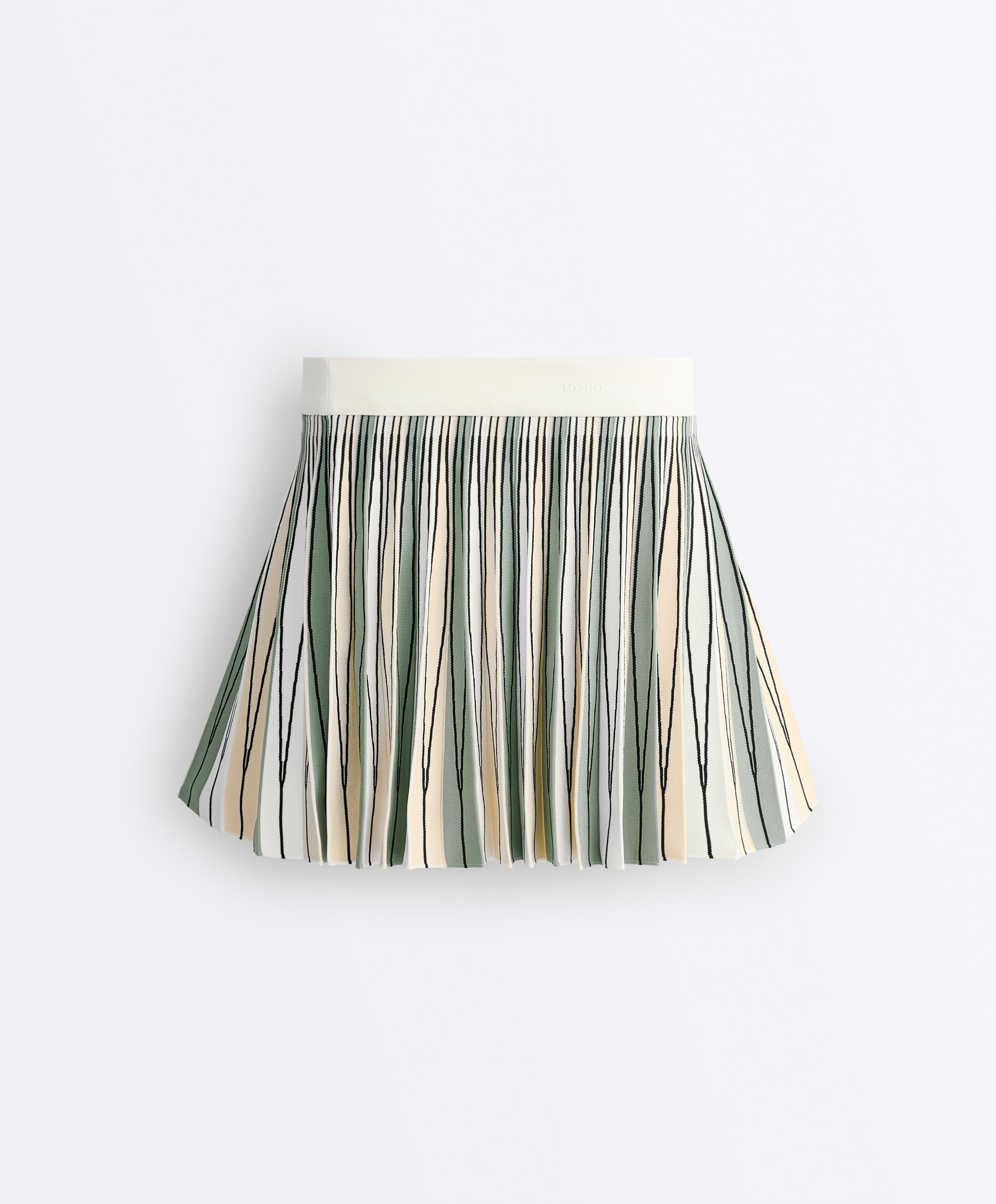 High rise seamless pleated skirt — PALE ECRU