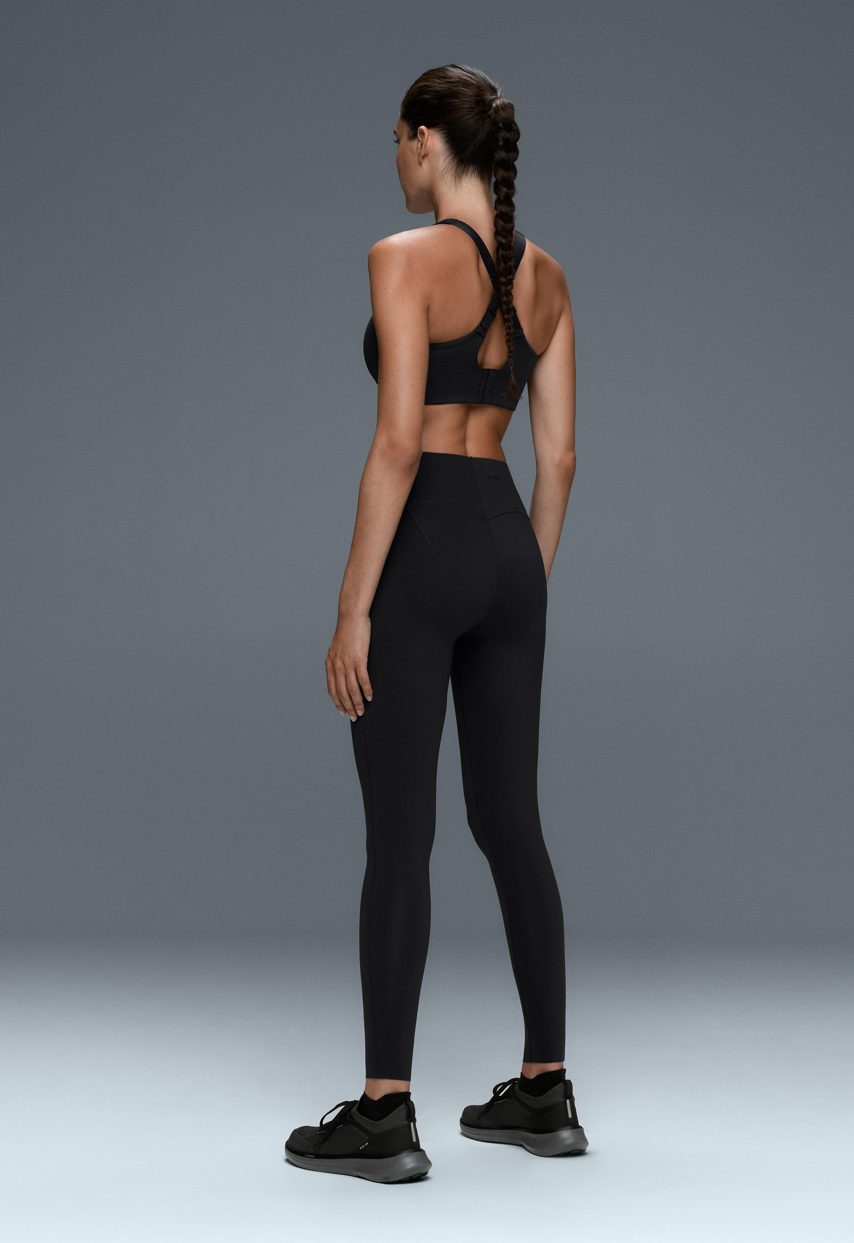 Compressive raise up high-rise ankle-length leggings — BLACK