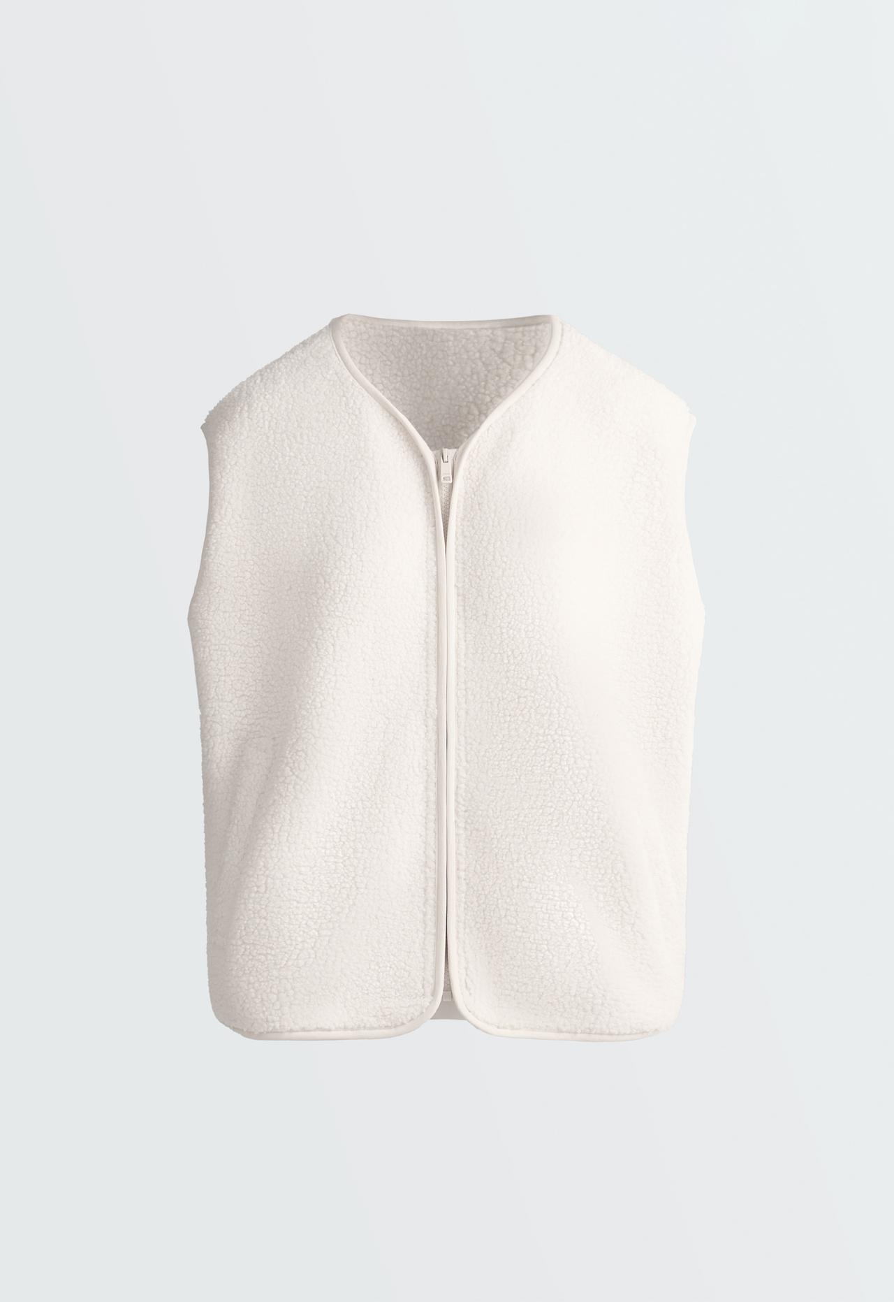 Faux-shearling gilet with zip — ECRU