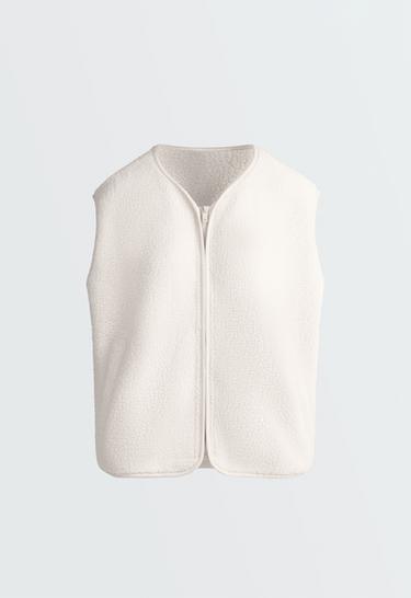 Faux-shearling gilet with zip — ECRU 7